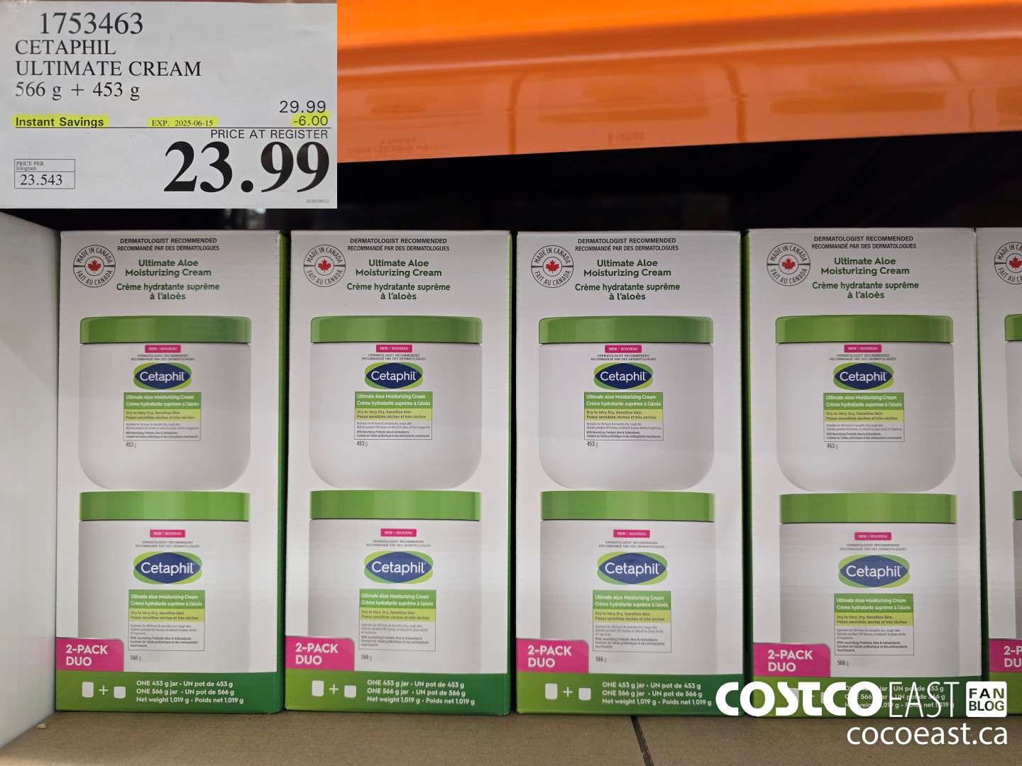 1753463 CETAPHIL ULTIMATE CREAM 566 g + 453 G ($6.00 INSTANT SAVINGS EXPIRES ON 2025-06-15) $23.99