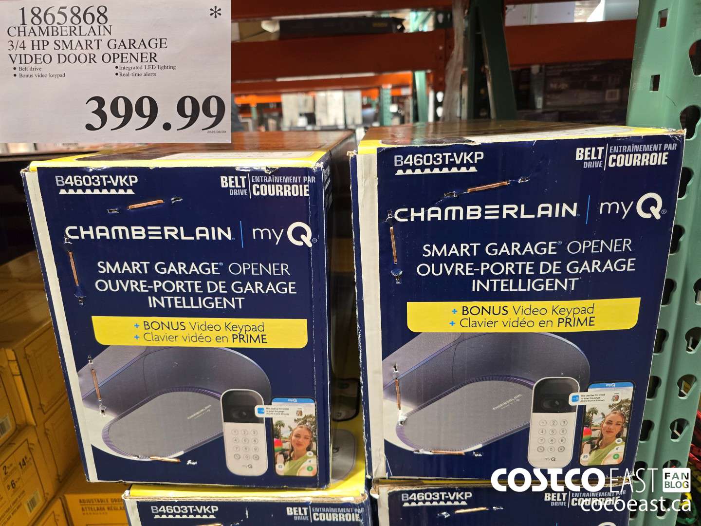 1865868 CHAMBERLAIN 3/4 HP SMART GARAGE VIDEO DOOR OPENER $399.99