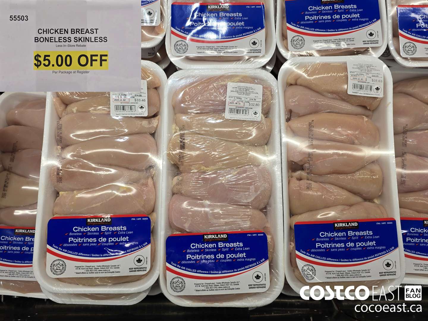 55503 CHICKEN BREASTS BONELESS SKINLESS ($5.00 INSTANT SAVINGS)