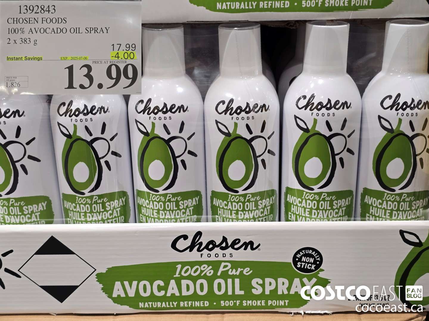 1392843 CHOSEN FOODS 100% AVOCADO OIL SPRAY 2 x 383 G ($4.00 INSTANT SAVINGS EXPIRES ON 2025-07-06) $13.99