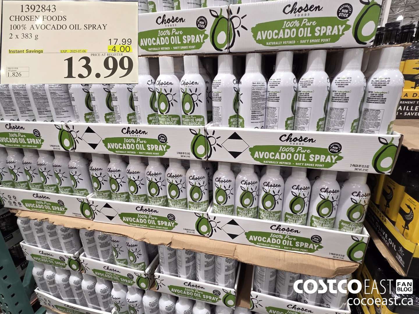 1392843 CHOSEN FOODS 100% AVOCADO OIL SPRAY 2 x 383 G ($4.00 INSTANT SAVINGS EXPIRES ON 2025-07-06) $13.99