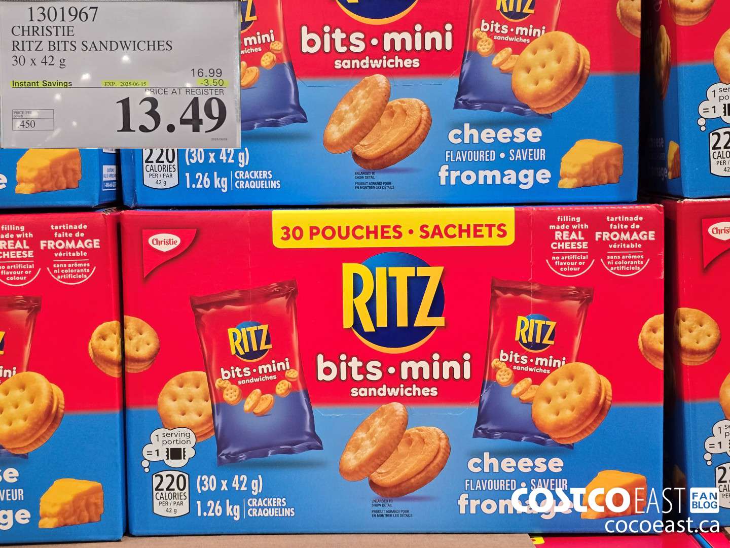 1301967 CHRISTIE RITZ BITS SANDWICHES 30 x 42 g ($3.50 INSTANT SAVINGS EXPIRES ON 2025-06-15) $13.49