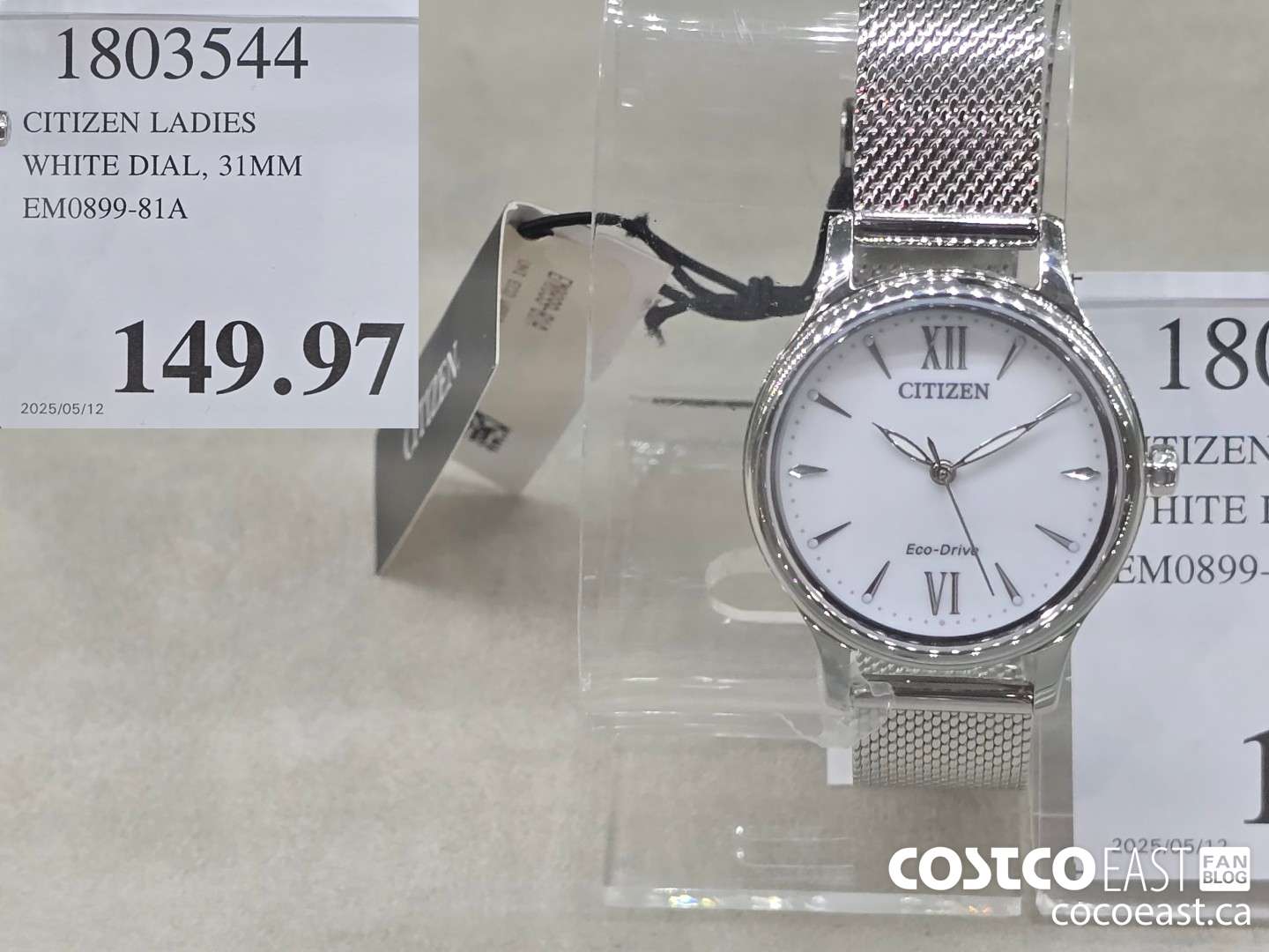 1803544 CITIZEN LADIES WHITE DIAL, 31MM EM0899-81A $149.97