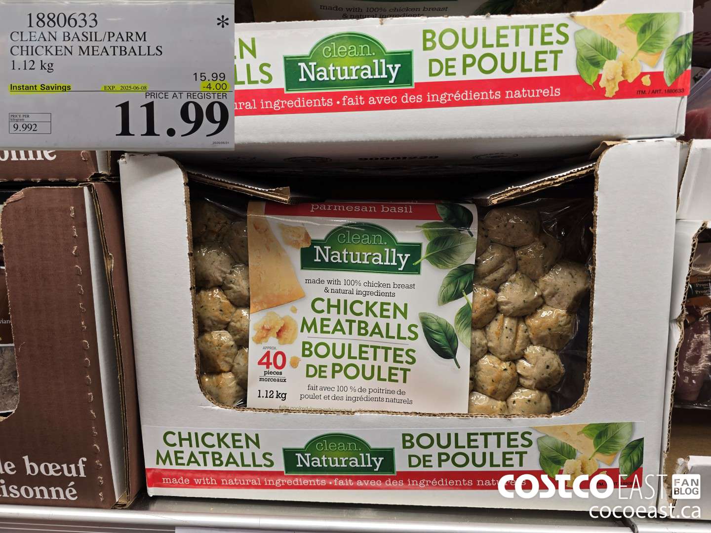 1880633 CLEAN BASIL/PARM CHICKEN MEATBALLS 1.12 KG ($4.00 INSTANT SAVINGS EXPIRES ON 2025-06-08) $11.99
