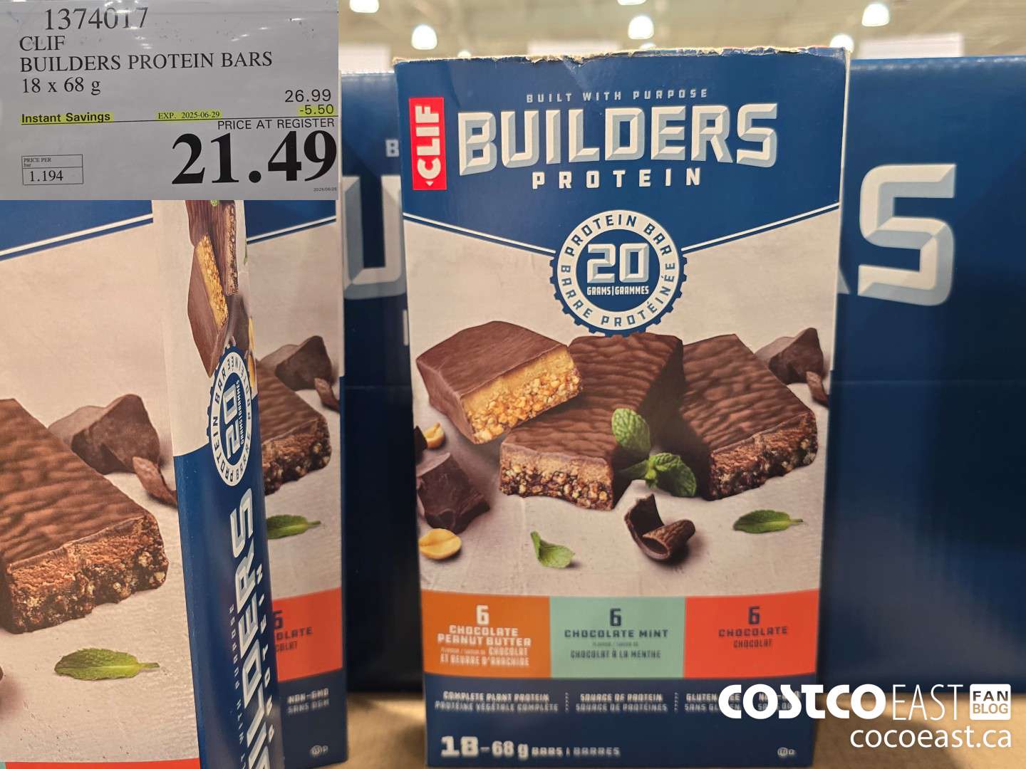 1374017 CLIF BUILDERS PROTEIN BARS 18 X 68 G ($5.50 INSTANT SAVINGS EXPIRES ON 2025-06-29) $21.49