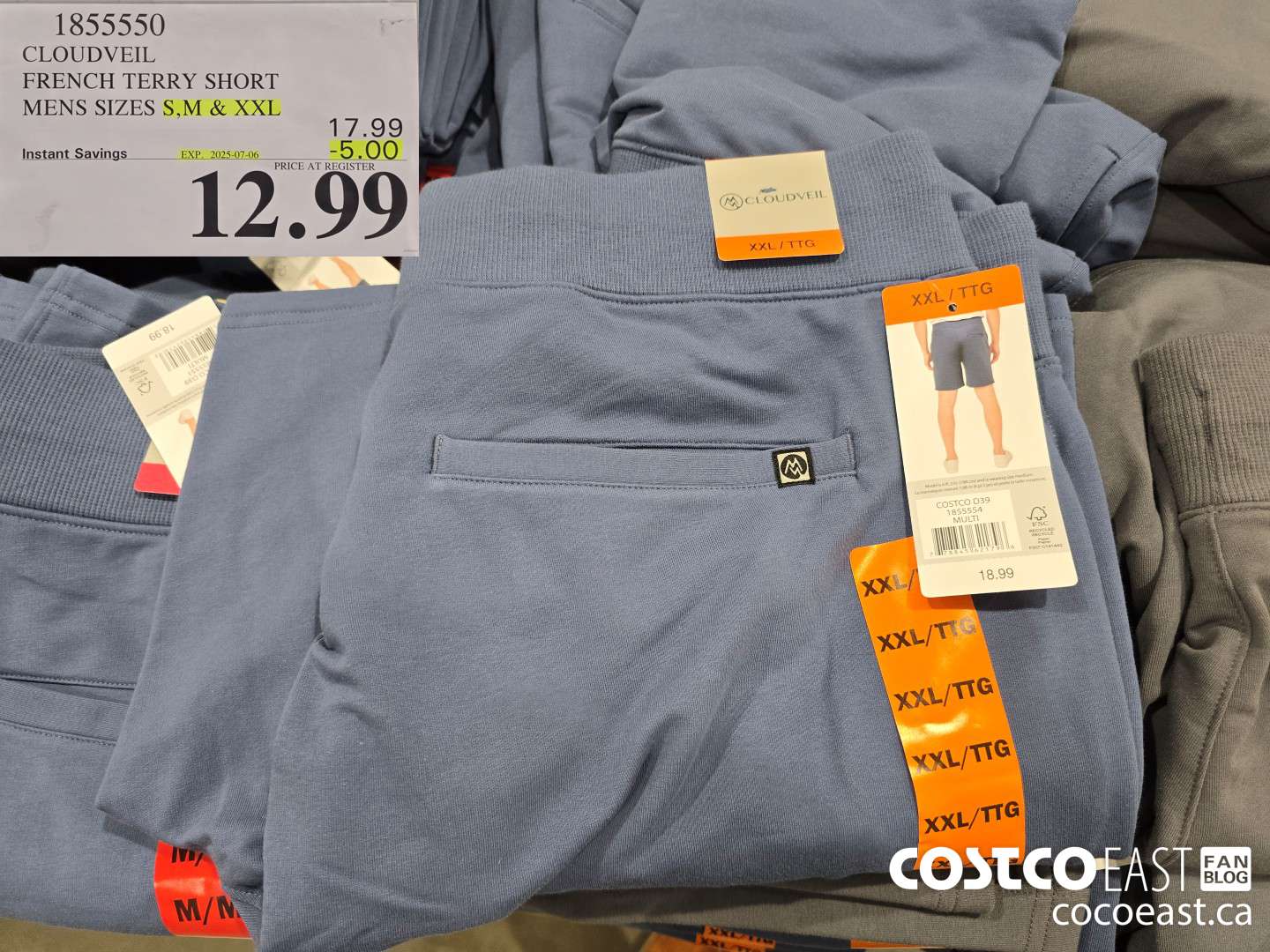 1855550 CLOUDVEIL FRENCH TERRY SHORT +MENS SIZES S,M & XXL ($5.00 INSTANT SAVINGS EXPIRES ON 2025-07-06) $12.99