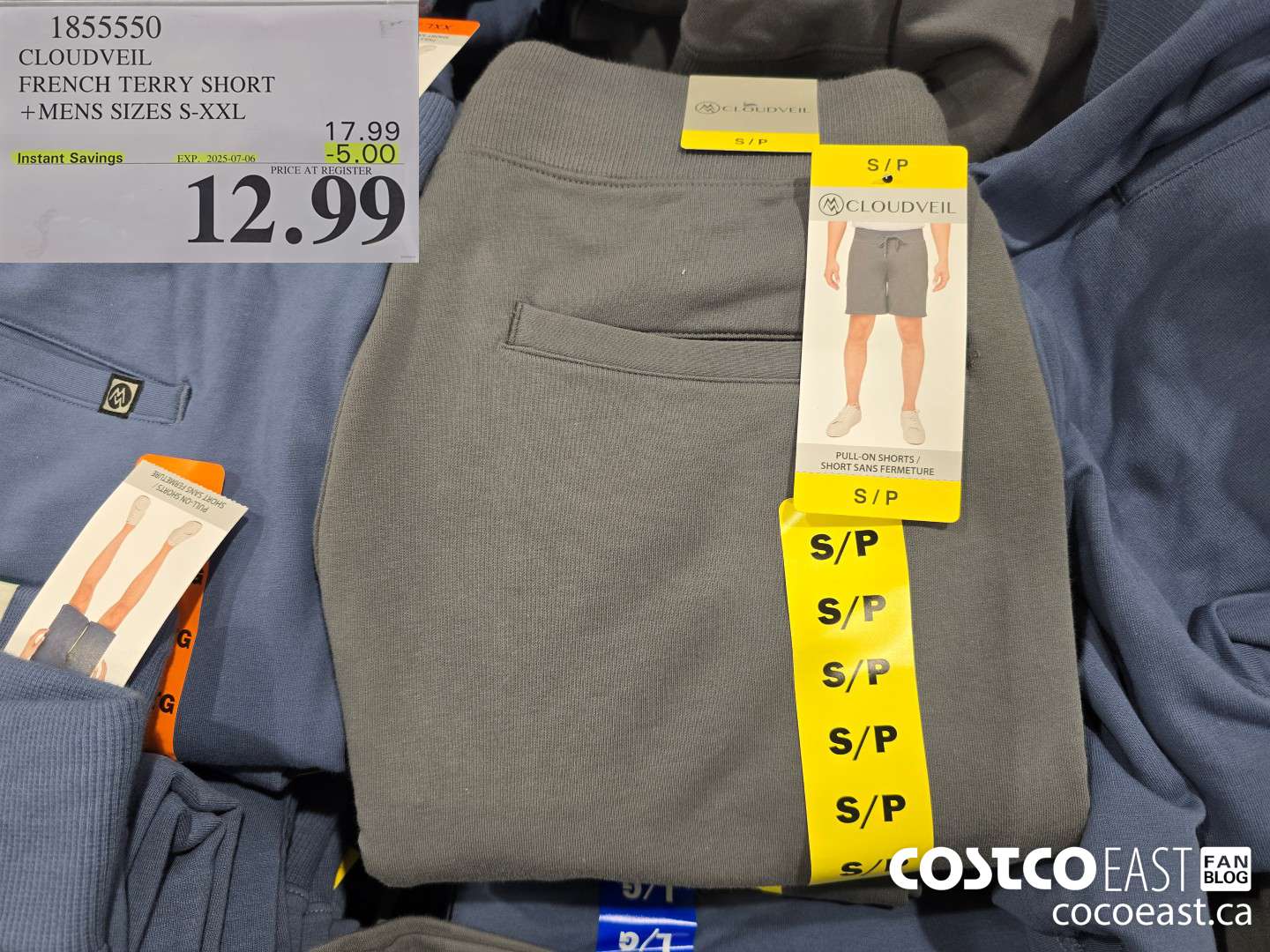 1855550 CLOUDVEIL FRENCH TERRY SHORT +MENS SIZES S,M & XXL ($5.00 INSTANT SAVINGS EXPIRES ON 2025-07-06) $12.99