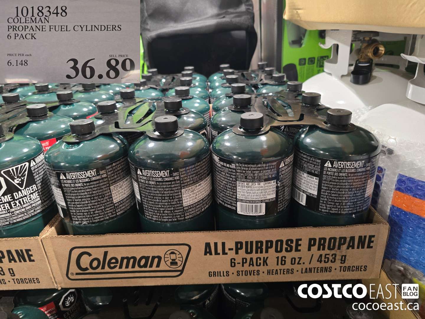 1018348 COLEMAN PROPANE FUEL CYLINDERS 6 PACK $36.89