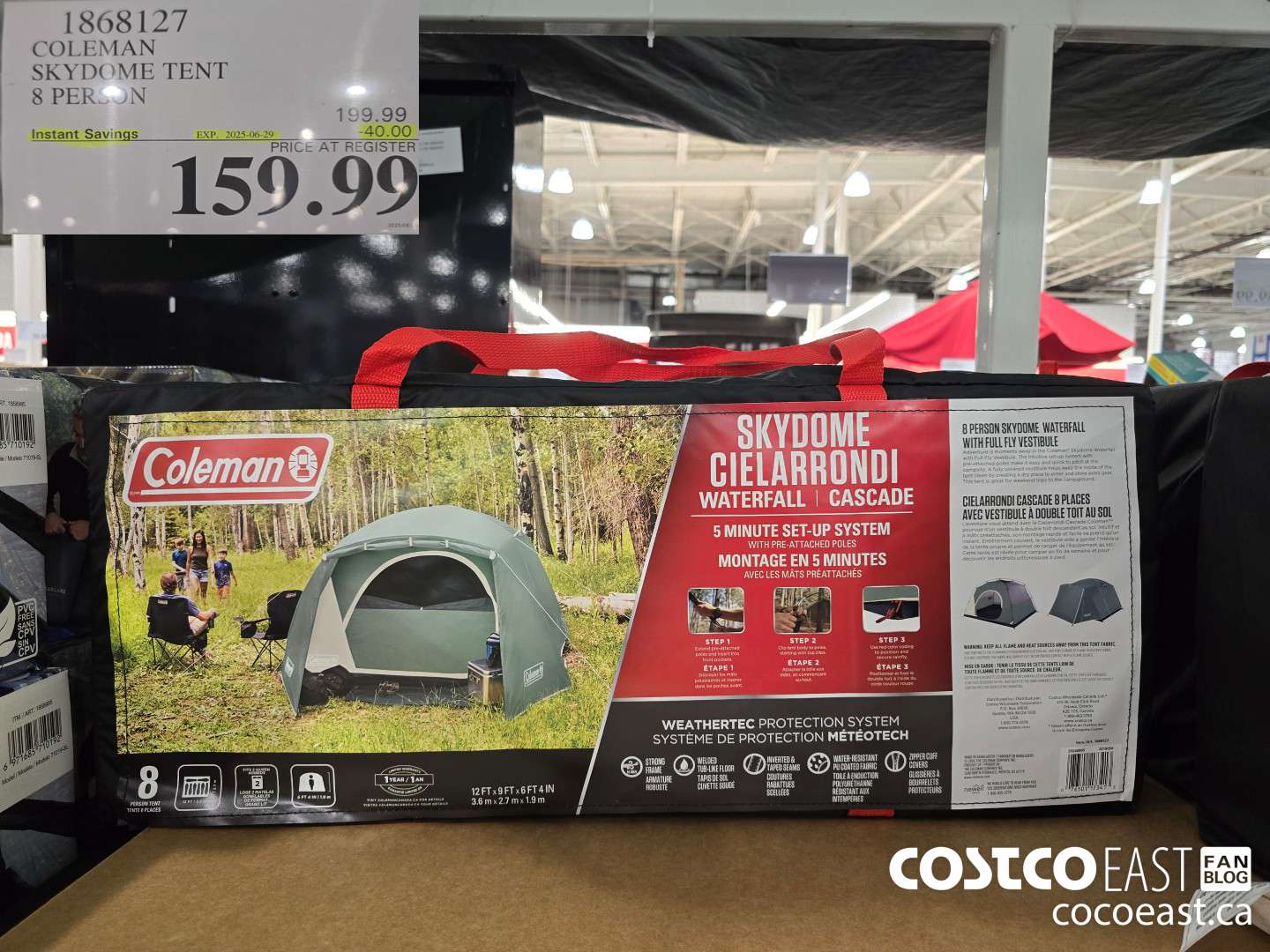 1868127 COLEMAN SKYDOME TENT 8 PERSON ($40.00 INSTANT SAVINGS EXPIRES ON 2025-06-29) $159.99