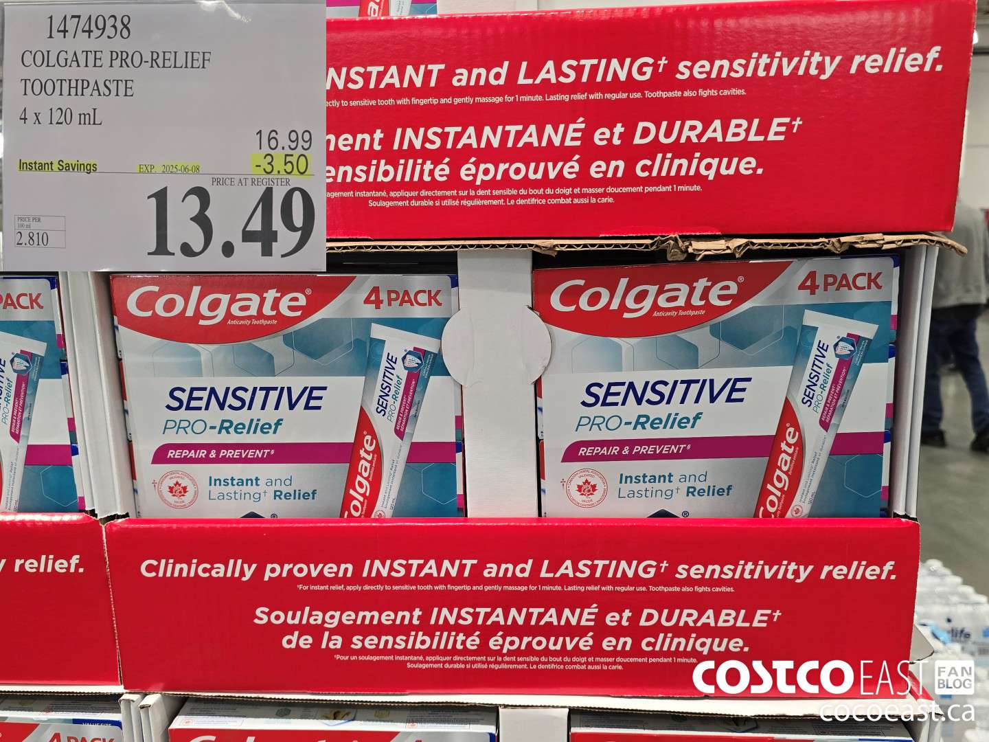 1474938 COLGATE PRO-RELIEF TOOTHPASTE 4x 120 mL ($3.50 INSTANT SAVINGS EXPIRES ON 2025-06-08) $13.49