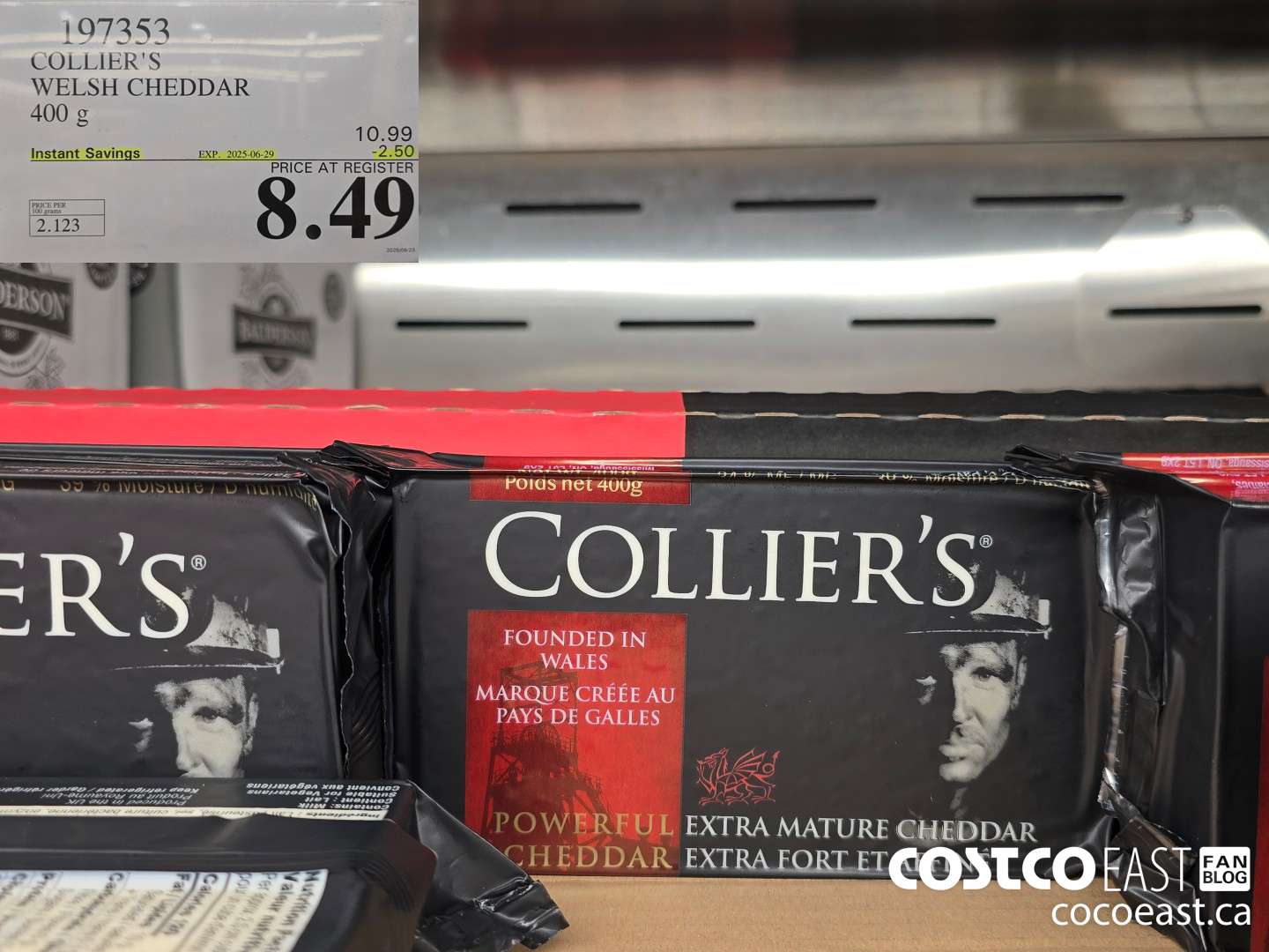 197353 COLLIER'S WELSH CHEDDAR 400G ($2.50 INSTANT SAVINGS EXPIRES ON 2025-06-29) $8.49
