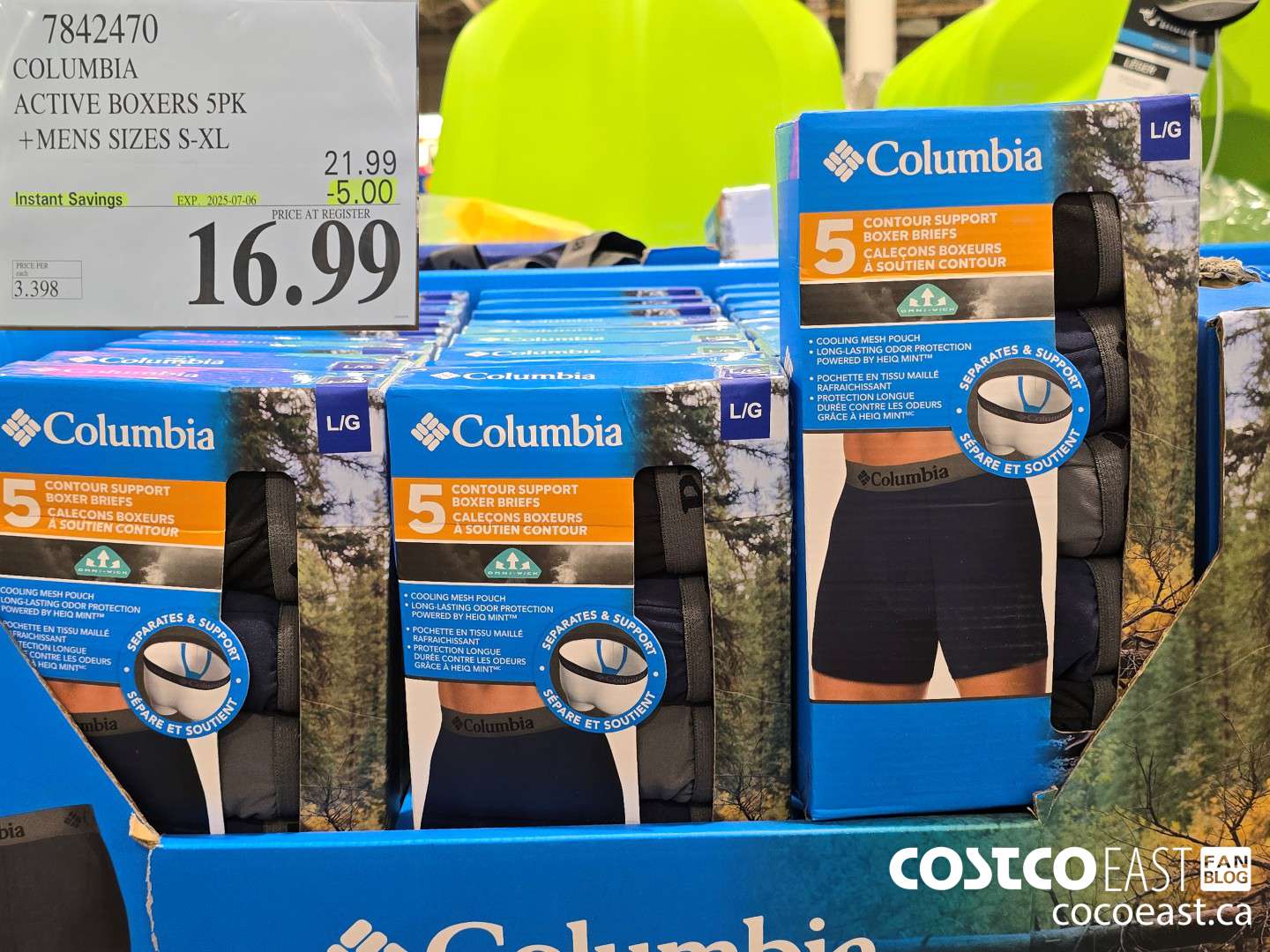 7842470 COLUMBIA ACTIVE BOXERS 5PK +MENS SIZES S-XL ($5.0 INSTANT SAVINGS EXPIRES ON 2025-07-06) $16.99