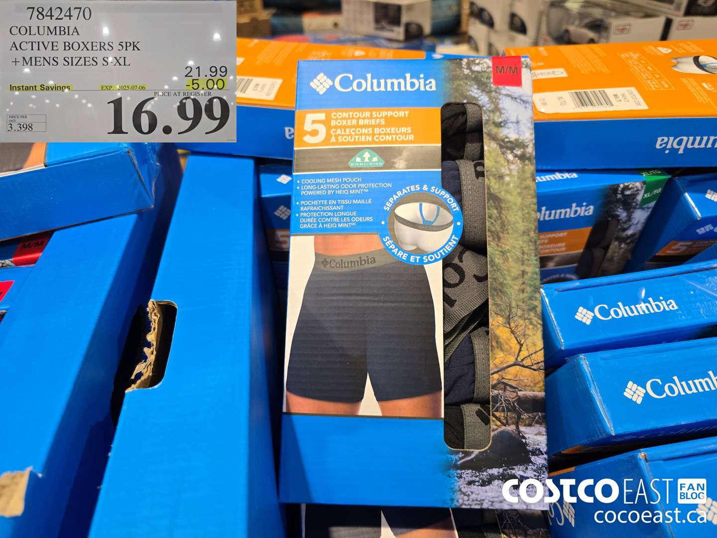 7842470 COLUMBIA ACTIVE BOXERS 5PK +MENS SIZES S-XL ($5.00 INSTANT SAVINGS EXPIRES ON 2025-07-06) $16.99
