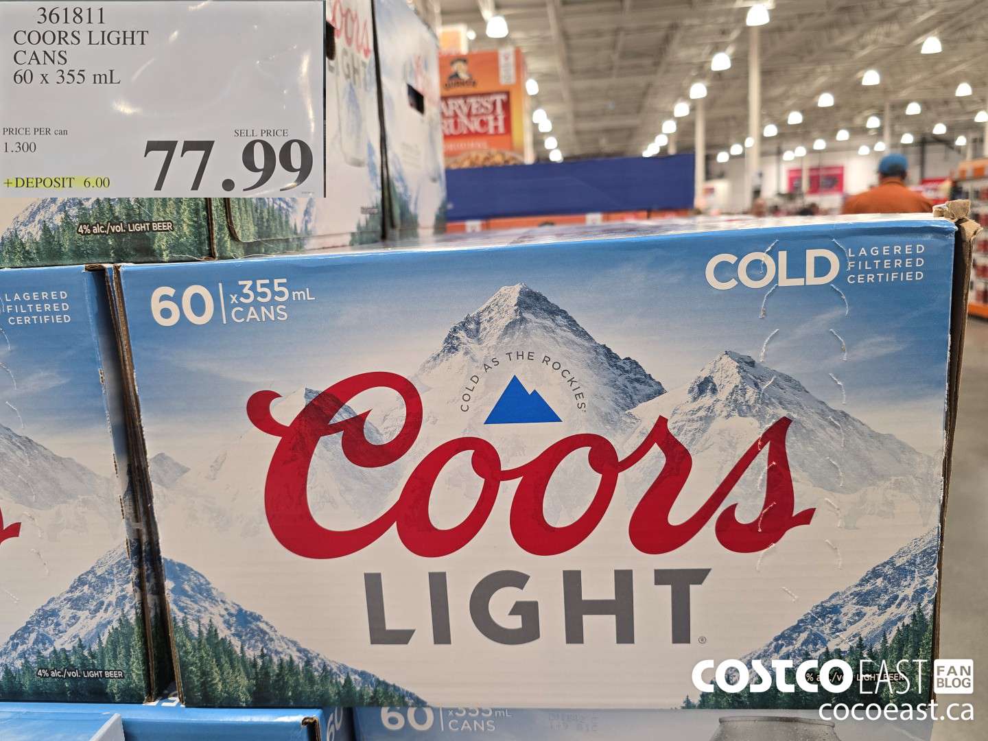 361811 COORS LIGHT CANETTES 60 x 355 ml $77.99