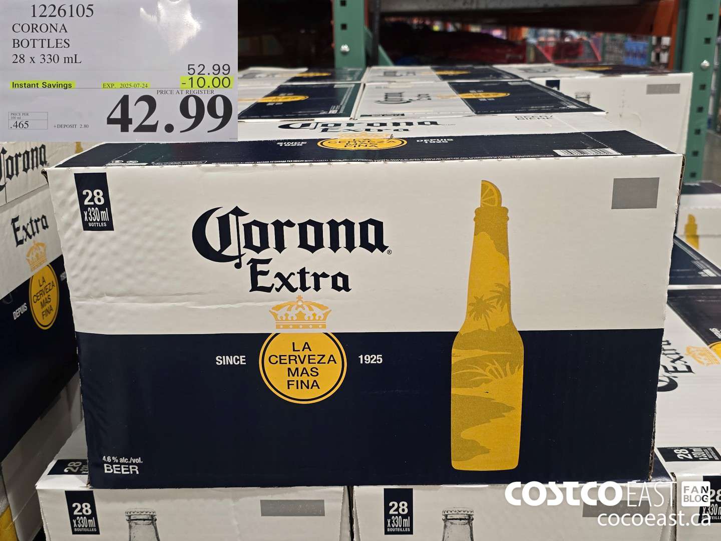1226105 CORONA BOTTLES 28 x 330 mL ($10.00 INSTANT SAVINGS EXPIRES ON 2025-07-24) $42.99