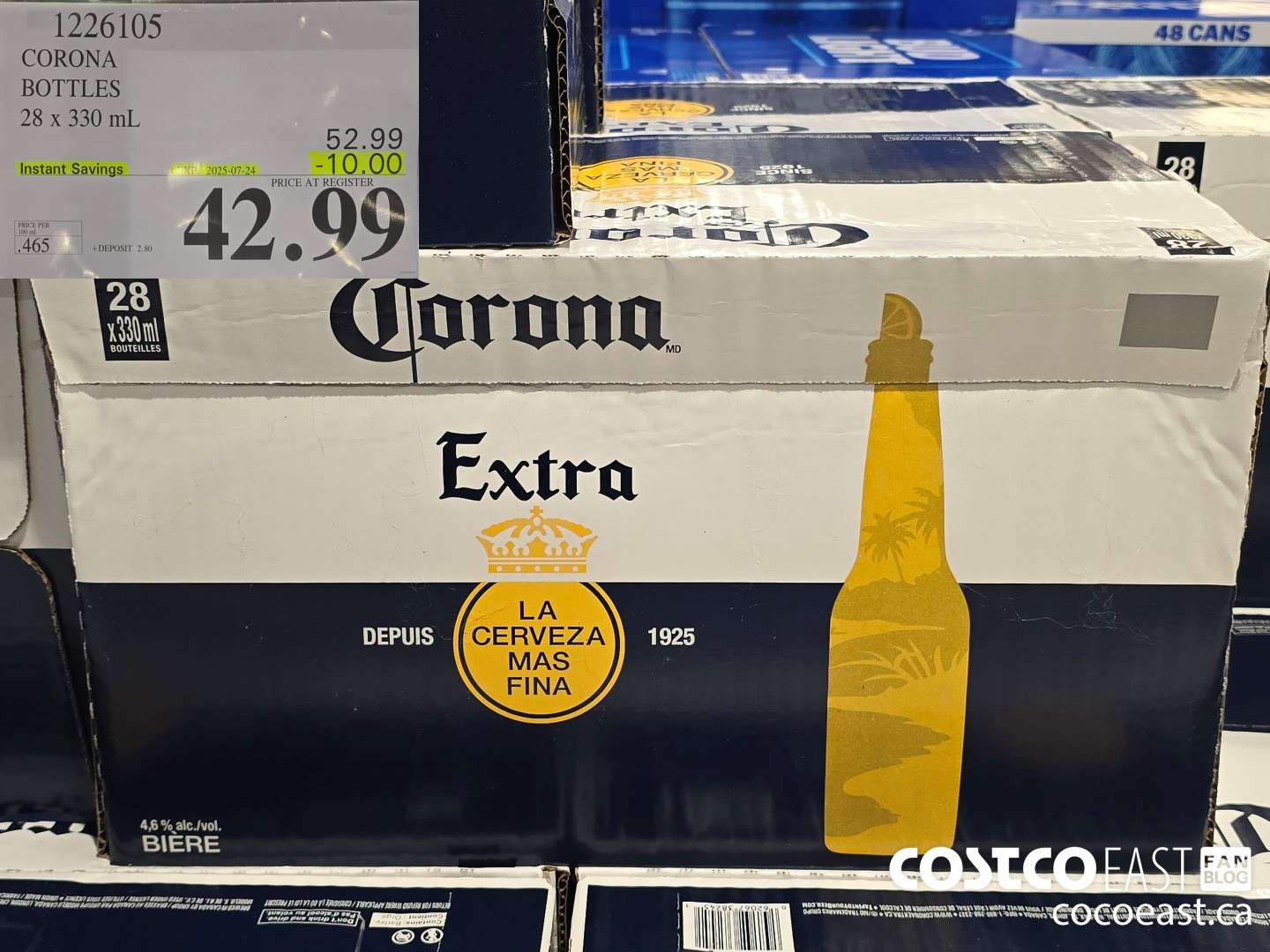 1226105 CORONA BOTTLES 28 x 330 mL ($10.00 INSTANT SAVINGS EXPIRES ON 2025-07-24) $42.99