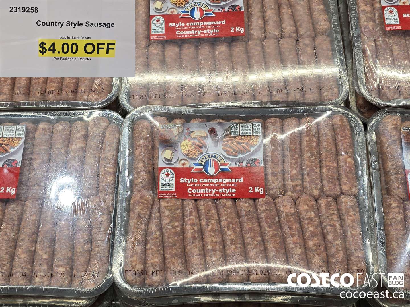 2319258 COUNTRY STYLE SAUSAGE ($4.00 INSTANT SAVINGS)