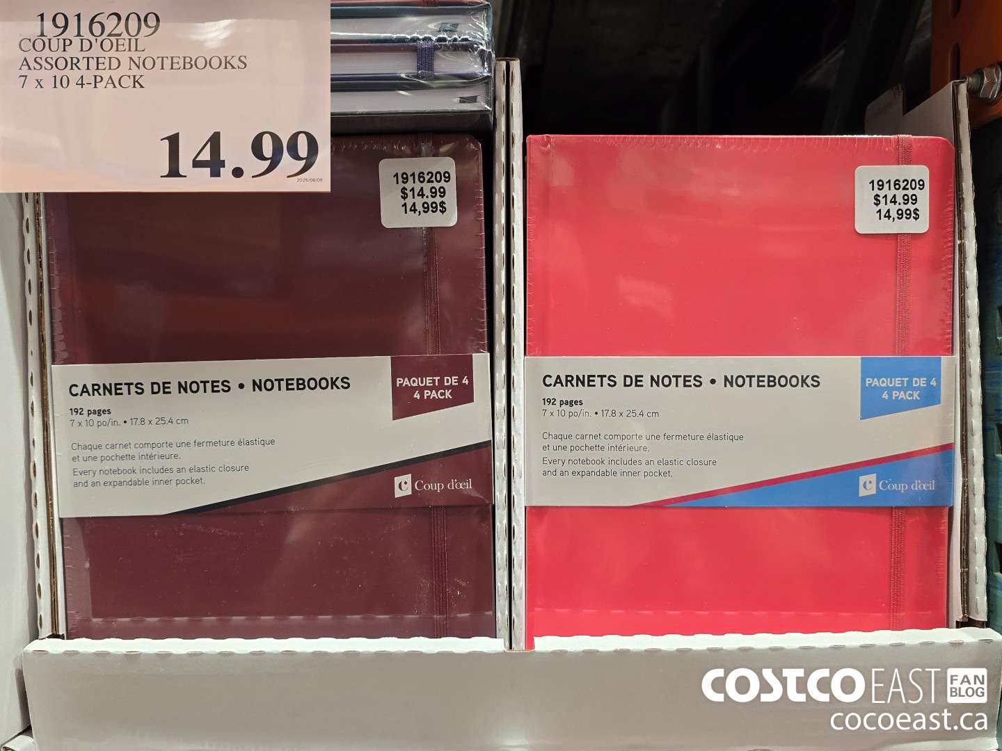1916209 COUP D'OEFIL ASSORTED NOTEBOOKS 7 x 10 4-PACK $14.99