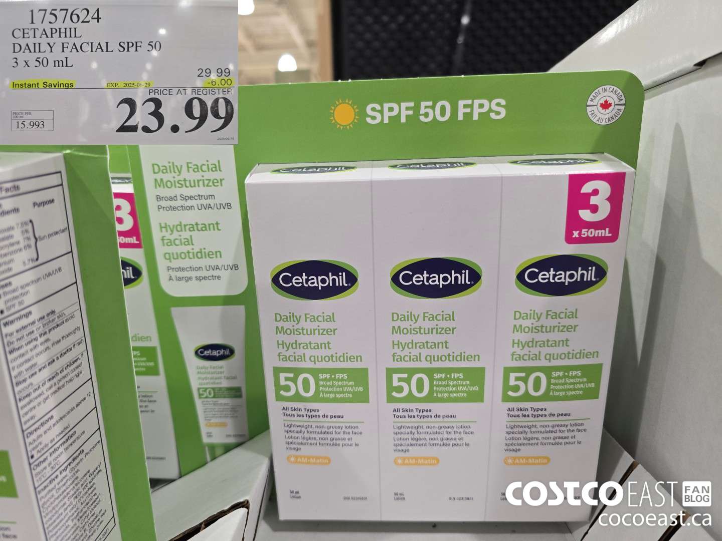 1757624 Cetaphil Daily Facial SPF 50 3X 50ML  ($6.00 INSTANT SAVINGS EXPIRES ON 2025-06-29) $23.99