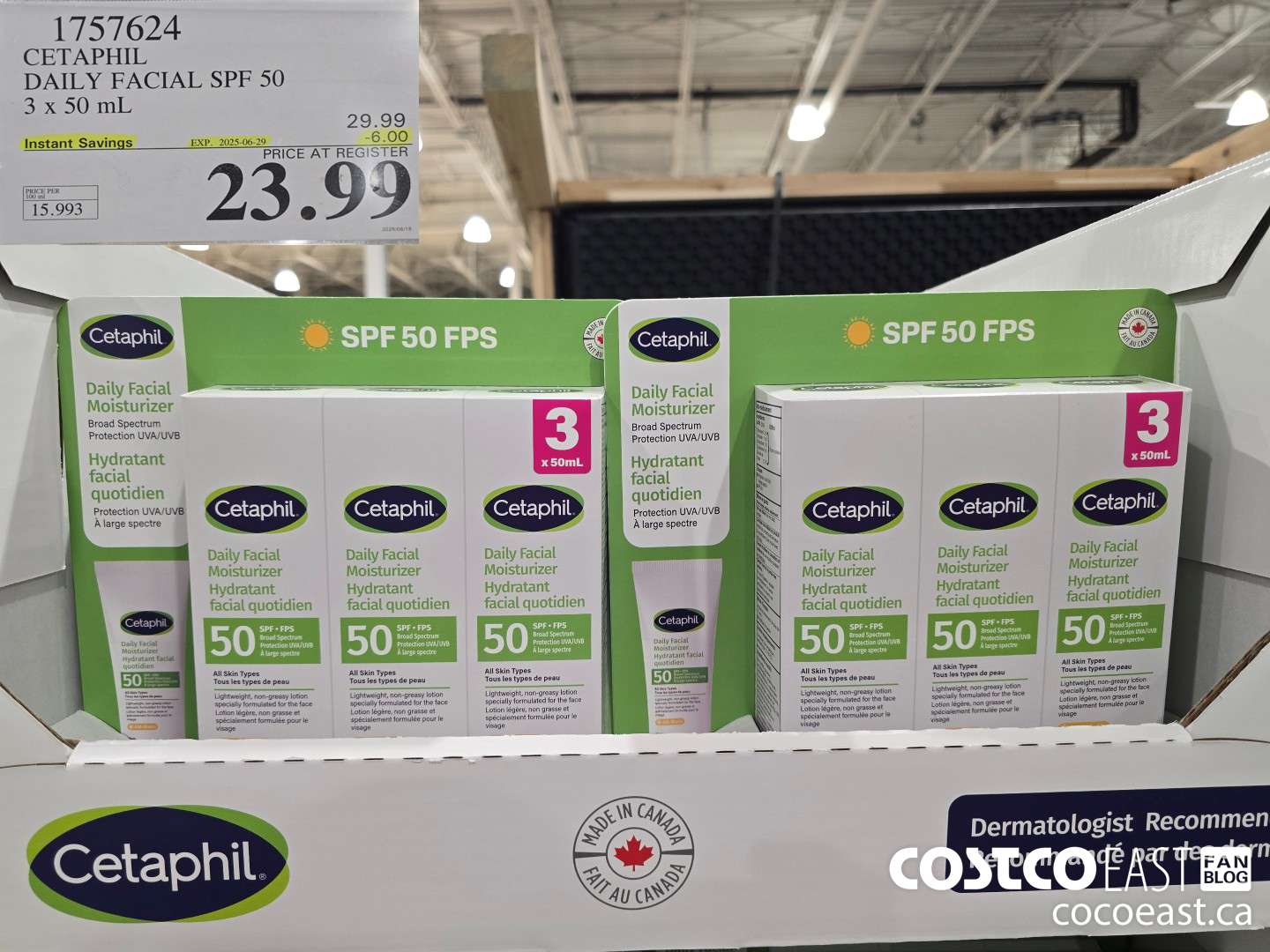 1757624 Cetaphil Daily Facial SPF 50 3X 50ML  ($6.00 INSTANT SAVINGS EXPIRES ON 2025-06-29) $23.99