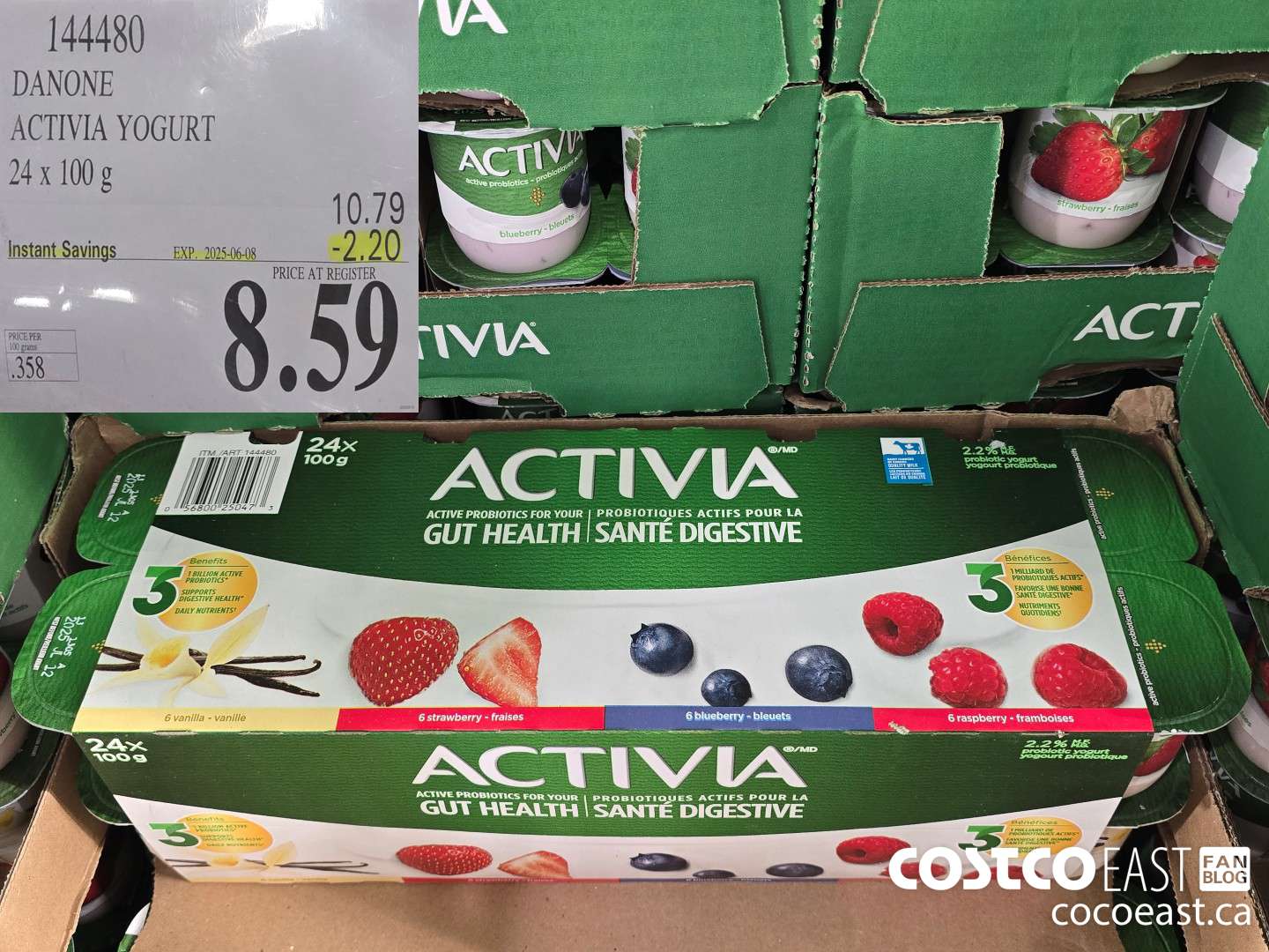 144480 DANONE ACTIVIA YOGURT 24 X 100 G ($2.20 INSTANT SAVINGS EXPIRES ON 2025-06-08) $8.59