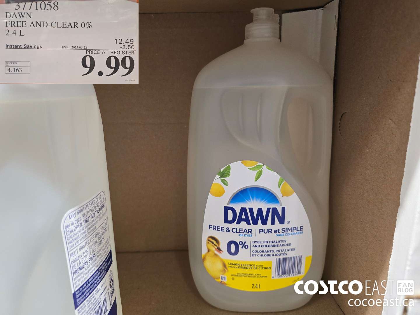 3771058 DAWN FREE AND CLEAR 0% 2.4 L ($2.50 INSTANT SAVINGS EXPIRES ON 2025-06-22) $9.99