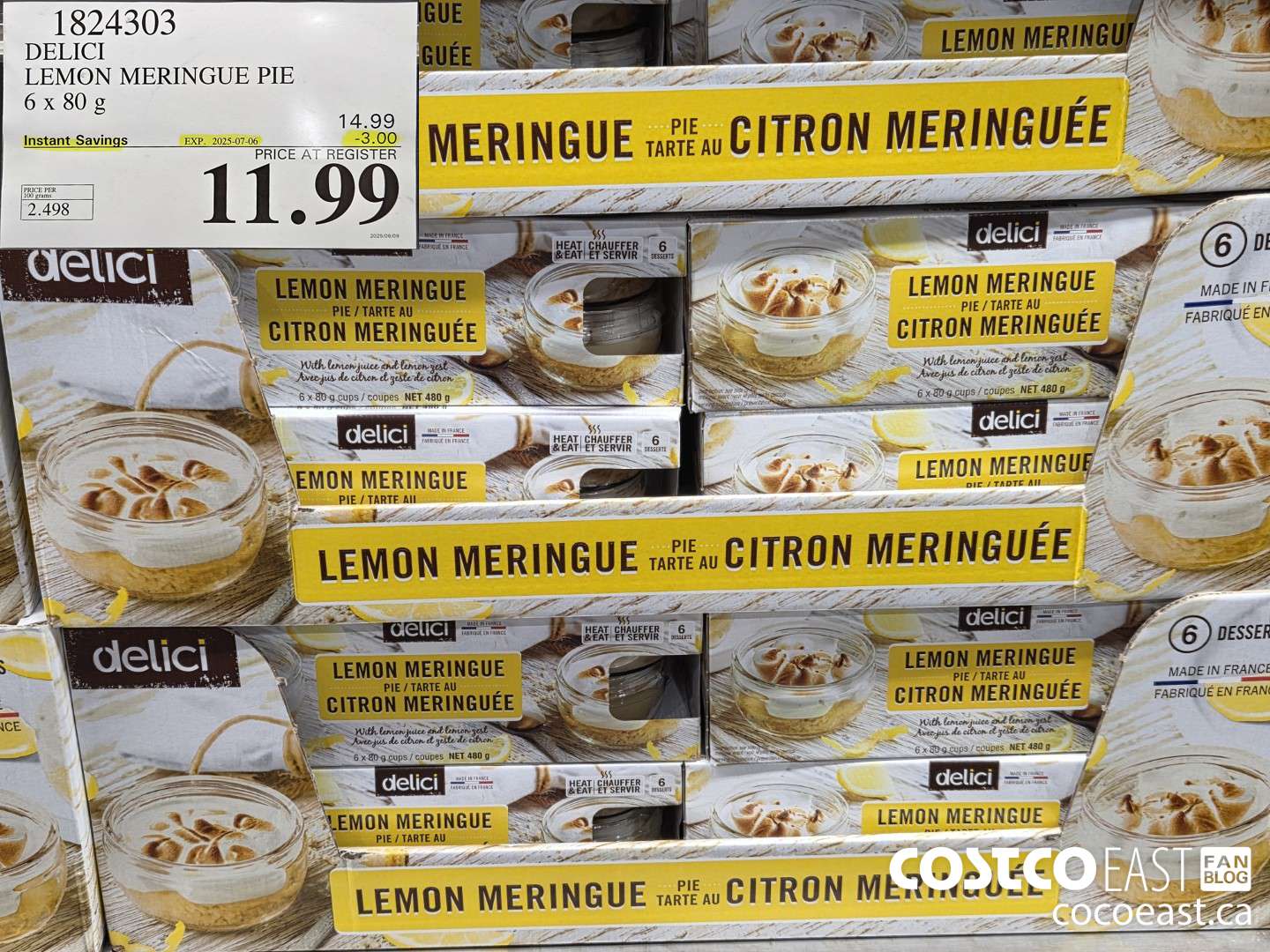 1824303 DELICI LEMON MERINQUE PIE 6 x 80 g ($3.00 INSTANT SAVINGS EXPIRES ON 2025-07-06) $11.99