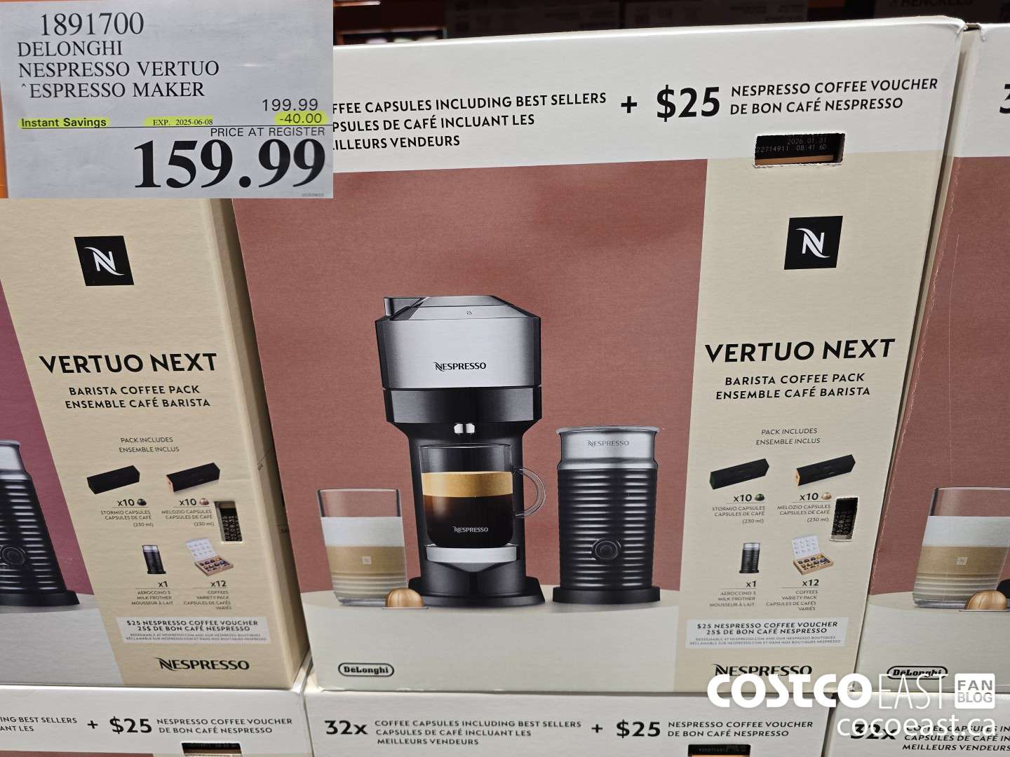 1891700 DELONGHI NESPRESSO VERTUO ESPRESSO MAKER ($40.00 INSTANT SAVINGS EXPIRES ON 2025-06-08) $159.99