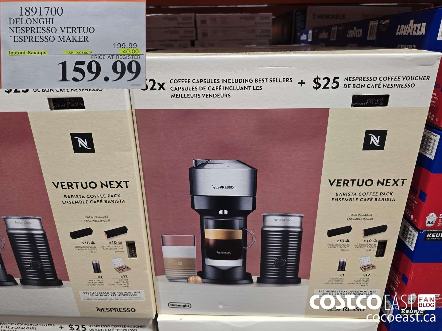 1891700 DELONGHI NESPRESSO VERTUO ESPRESSO MAKER ($40.00 INSTANT SAVINGS EXPIRES ON 2025-06-08) $159.99