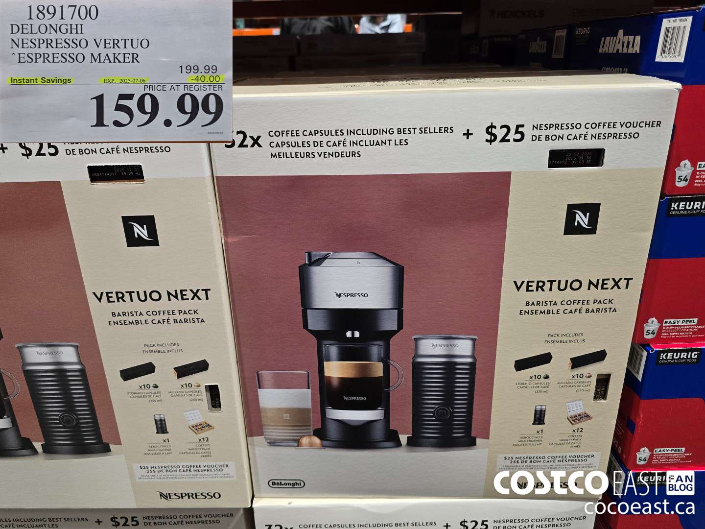 1891700 DELONGHI NESPRESSO VERTUO ESPRESSO MAKER ($40.00 INSTANT SAVINGS EXPIRES ON 2025-07-06) $159.99