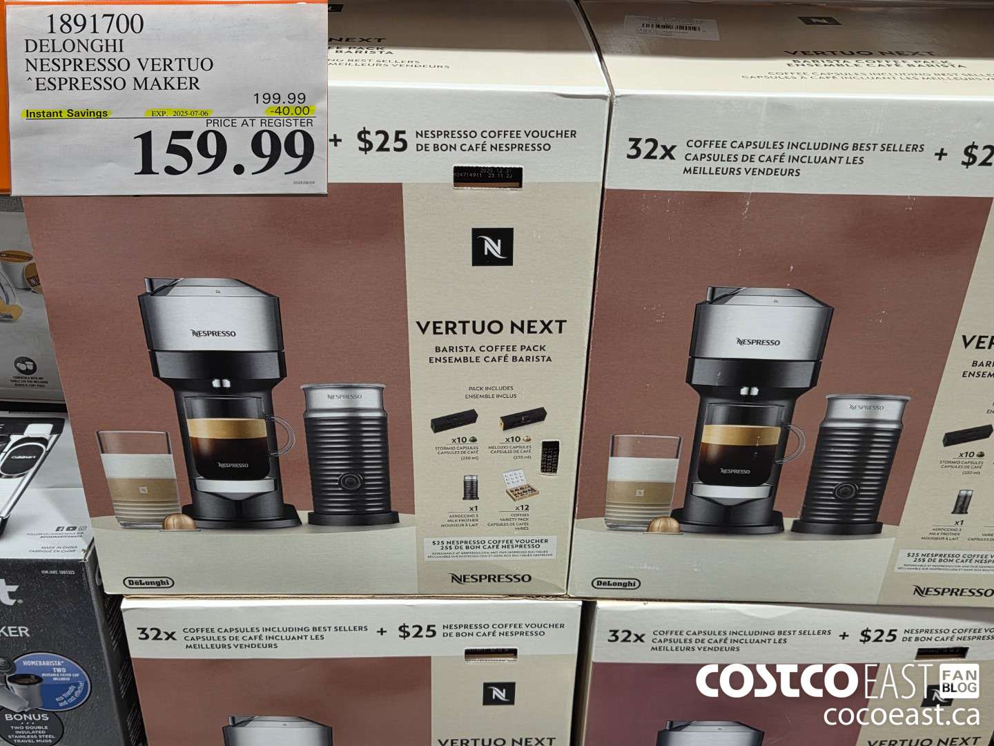 1891700 DELONGHI NESPRESSO VERTUO ESPRESSO MAKER ($40.00 INSTANT SAVINGS EXPIRES ON 2025-07-06) $159.99