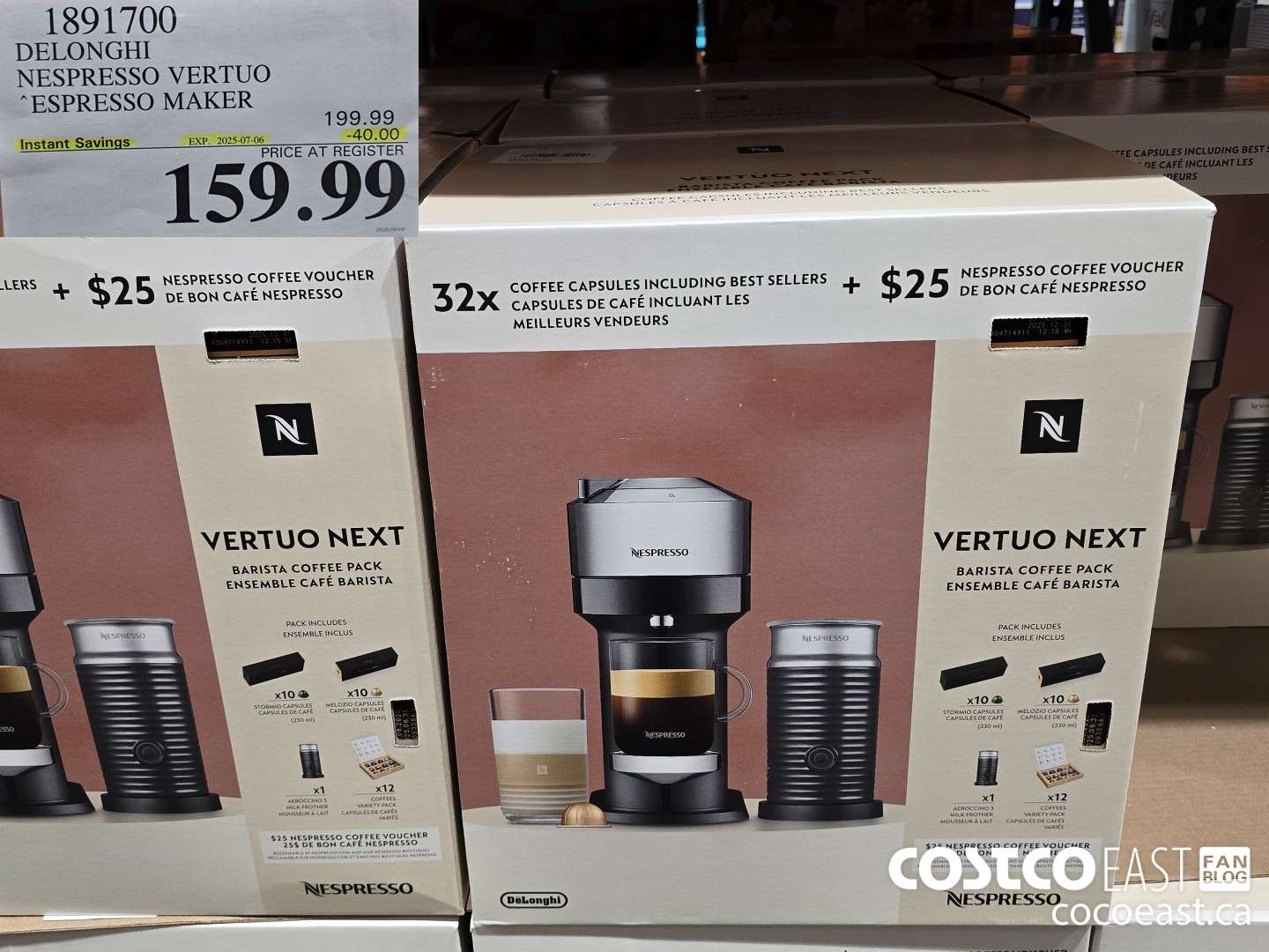 1891700 DELONGHI NESPRESSO VERTUO ESPRESSO MAKER ($40.00 INSTANT SAVINGS EXPIRES ON 2025-07-06) $159.99