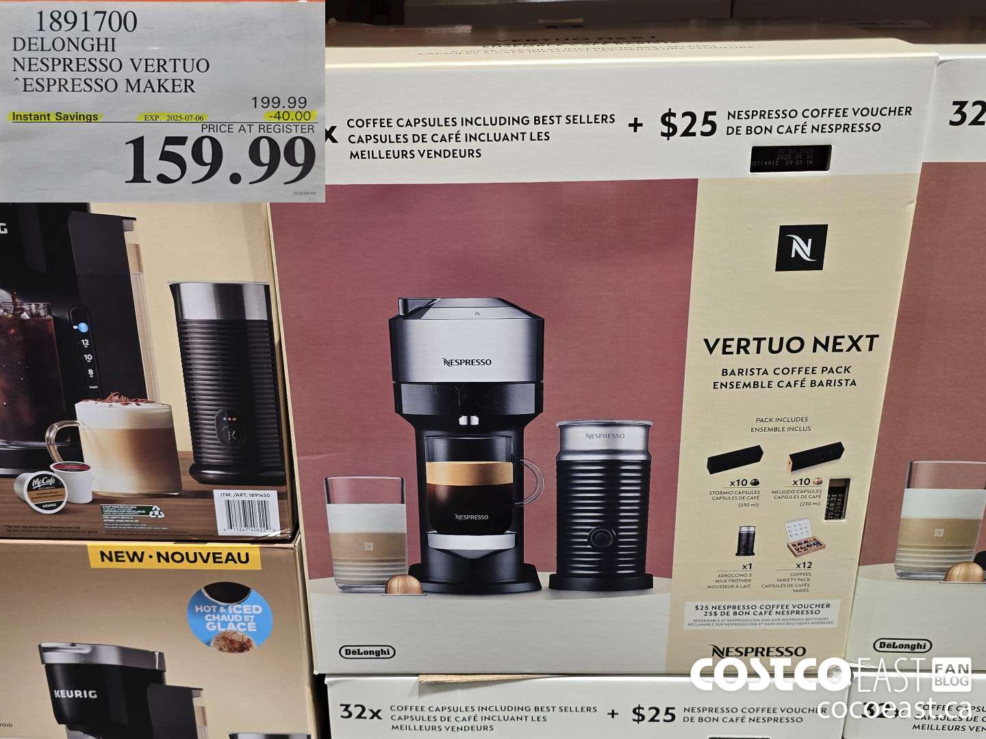 1891700 DELONGHI NESPRESSO VERTUO ESPRESSO MAKER ($40.00 INSTANT SAVINGS EXPIRES ON 2025-07-06) $159.99