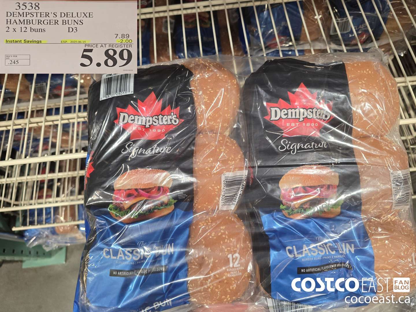 3538 DEMPSTER'S DELUXE HAMBURGER BUNS 2 X 12 BUNS ($2.00 INSTANT SAVINGS EXPIRES ON 2025-06-15) $5.89