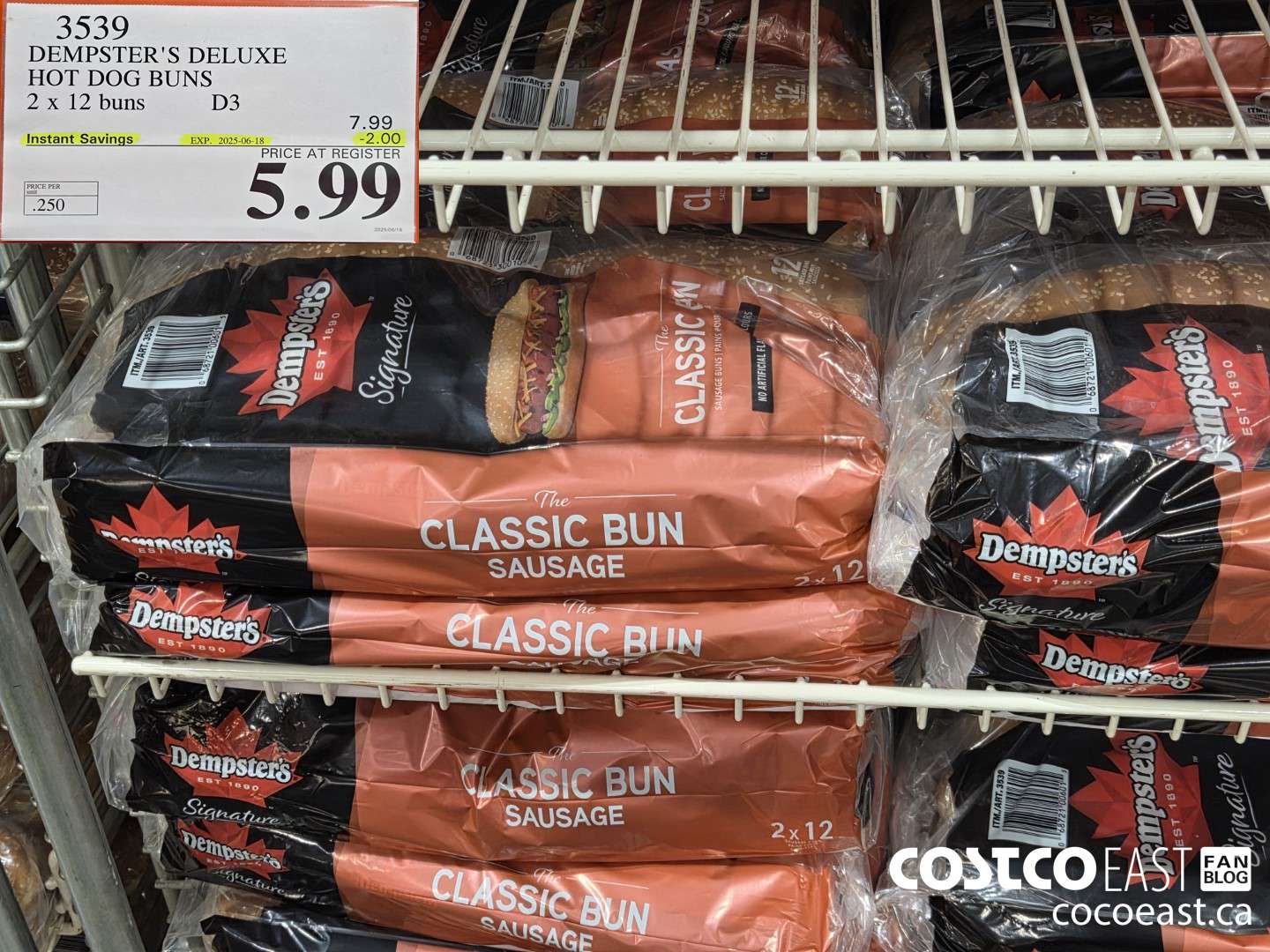 3539 DEMPSTER'S DELUXE HOT DOG BUNS 2 X 12 BUNS ($2.00 INSTANT SAVINGS EXPIRES ON 2025-06-18) $5.99