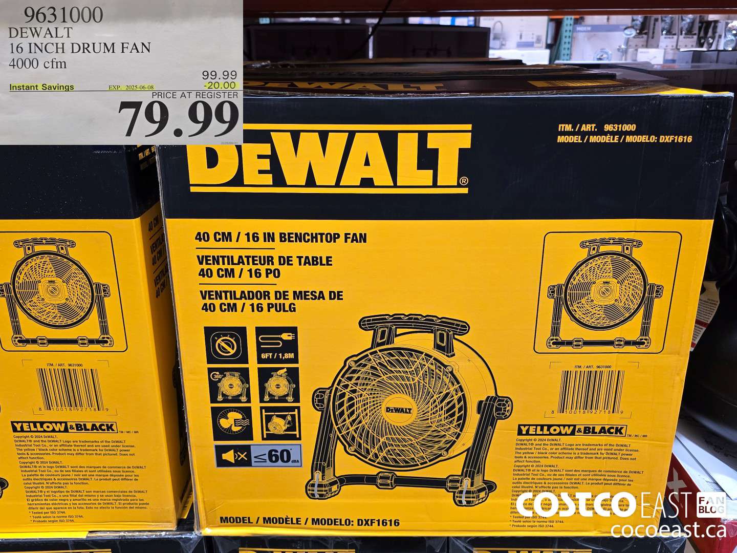 9631000 DEWALT 16 INCH DRUM FAN 4000 CFM ($20.00 INSTANT SAVINGS EXPIRES ON 2025-06-08) $79.99