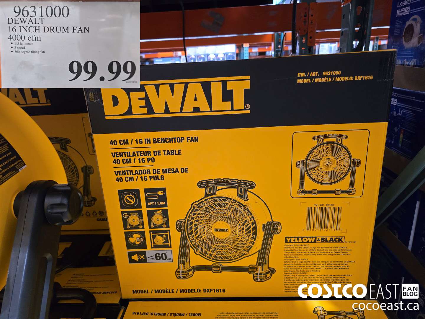 9631000 DEWALT 16 INCH DRUM FAN 4000 CFM $99.99