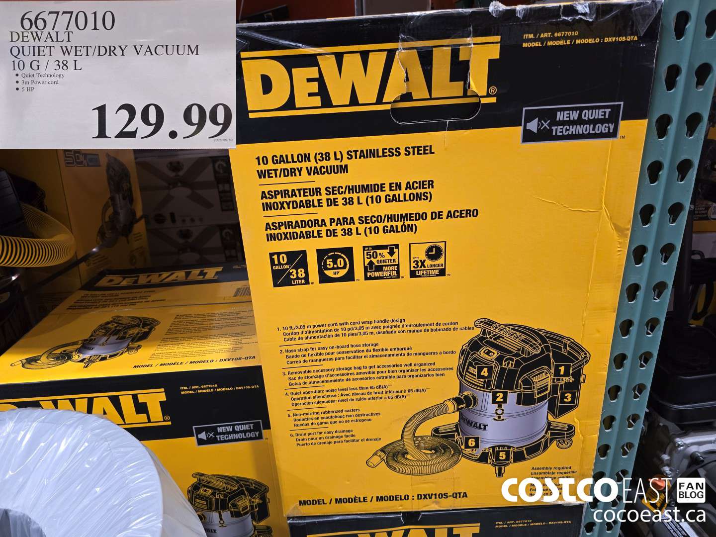 6677010 DEWALT QUIET WET/DRY VACUUM 10G/38L $129.99