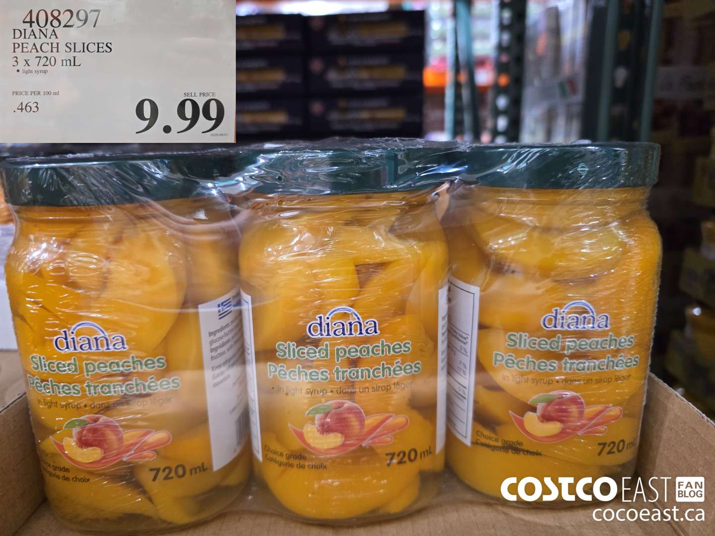408297 DIANA'S PEACH SLICES 3 x 720 mL $9.99