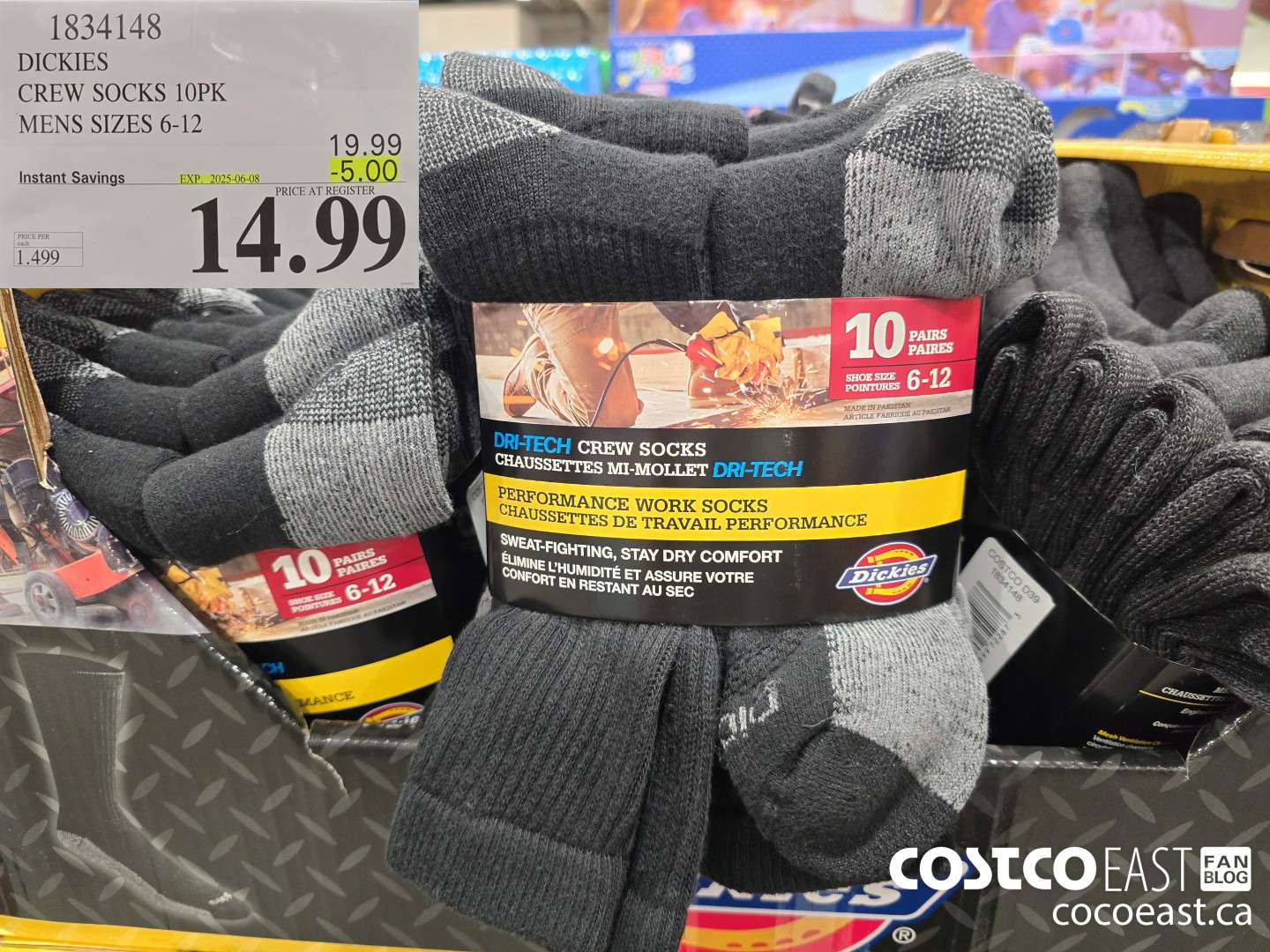 1834148 DICKIES CREW SOCKS 10PK ~ MENS SIZES 7-13 ($5.00 INSTANT SAVINGS EXPIRES ON 2025-06-08) $14.99