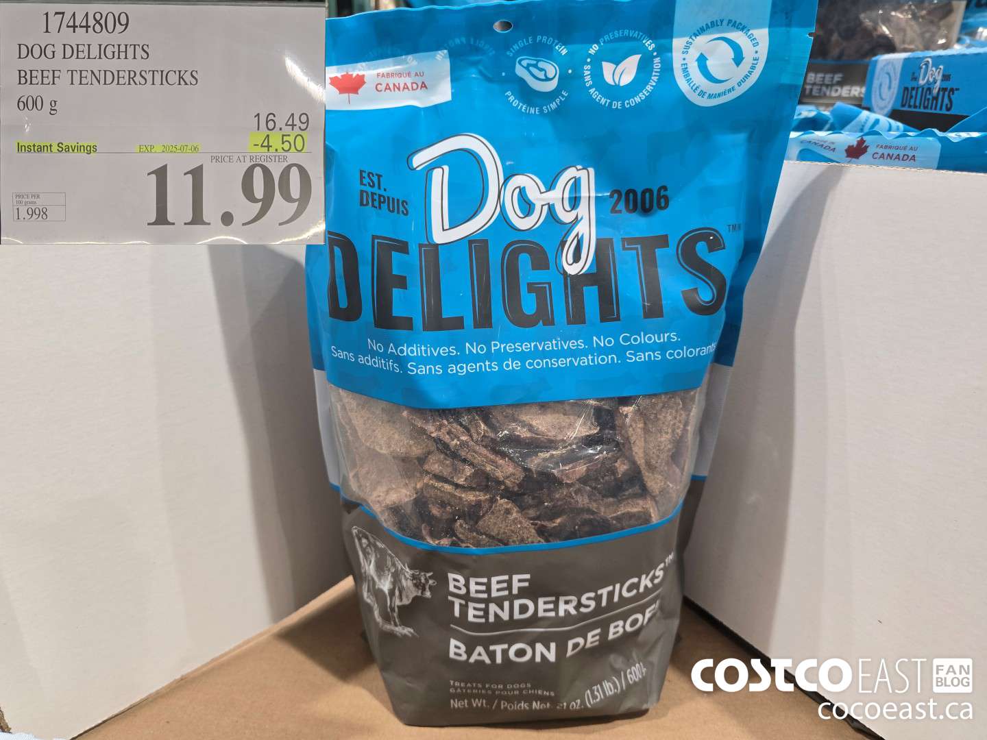 1744809 DOG DELIGHTS BEEF TENDERSTICKS 600 G ($3.50 INSTANT SAVINGS EXPIRES ON 2025-07-06) $11.99