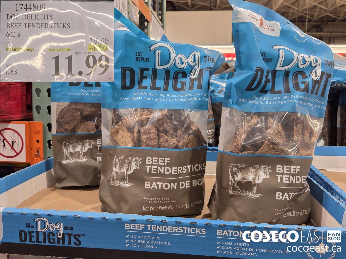1744809 DOG DELIGHTS BEEF TENDERSTICKS 600 G ($4.50 INSTANT SAVINGS EXPIRES ON 2025-07-06) $11.99