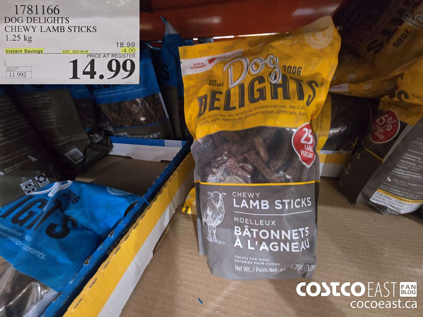 1781166 DOG DELIGHTS CHEWY LAMB STICKS 1.25 KG ($4.00 INSTANT SAVINGS EXPIRES ON 2025-06-08) $14.99