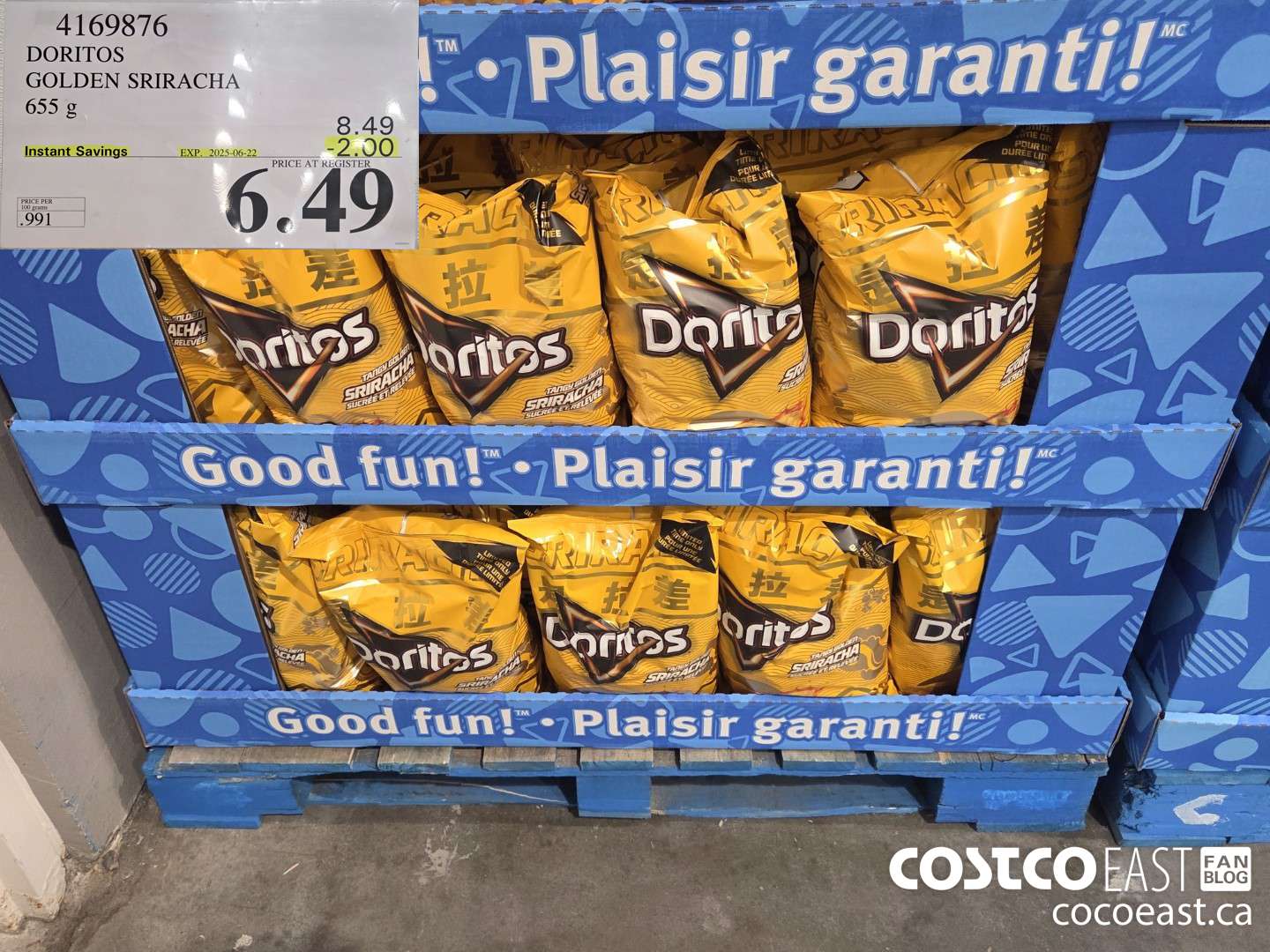 4169876 DORITOS GOLDEN SRIRACHA 655 g ($2.00 INSTANT SAVINGS EXPIRES ON 2025-06-22) $6.49