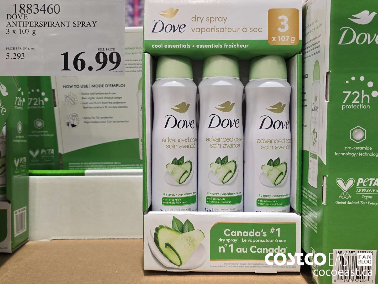 1883460 DOVE ANTIPERSPIRANT SPRAY 3 x 107 g $16.99