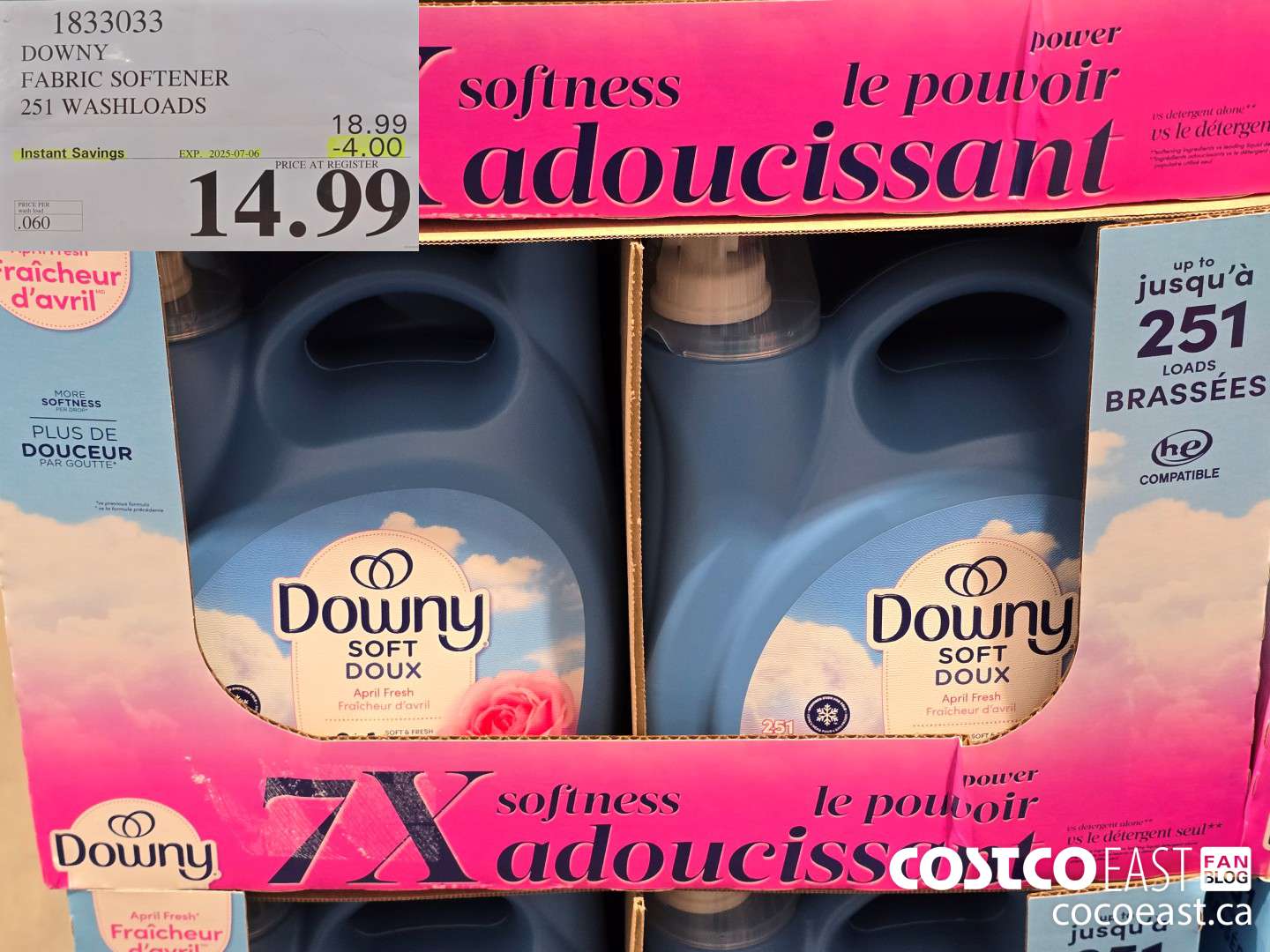 1833033 DOWNY FABRIC SOFTENER 251 WASHLOADS ($4.00 INSTANT SAVINGS EXPIRES ON 2025-07-06) $14.99