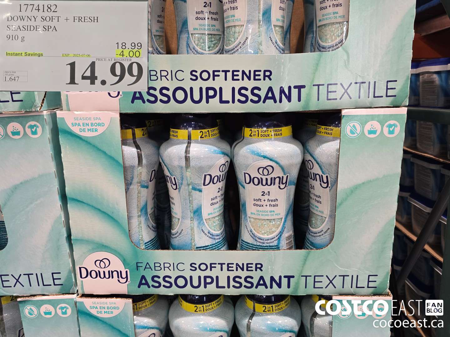 1774182 DOWNY SOFT + FRESH SEASIDE SPA 910 G ($4.00 INSTANT SAVINGS EXPIRES ON 2025-07-06) $14.99