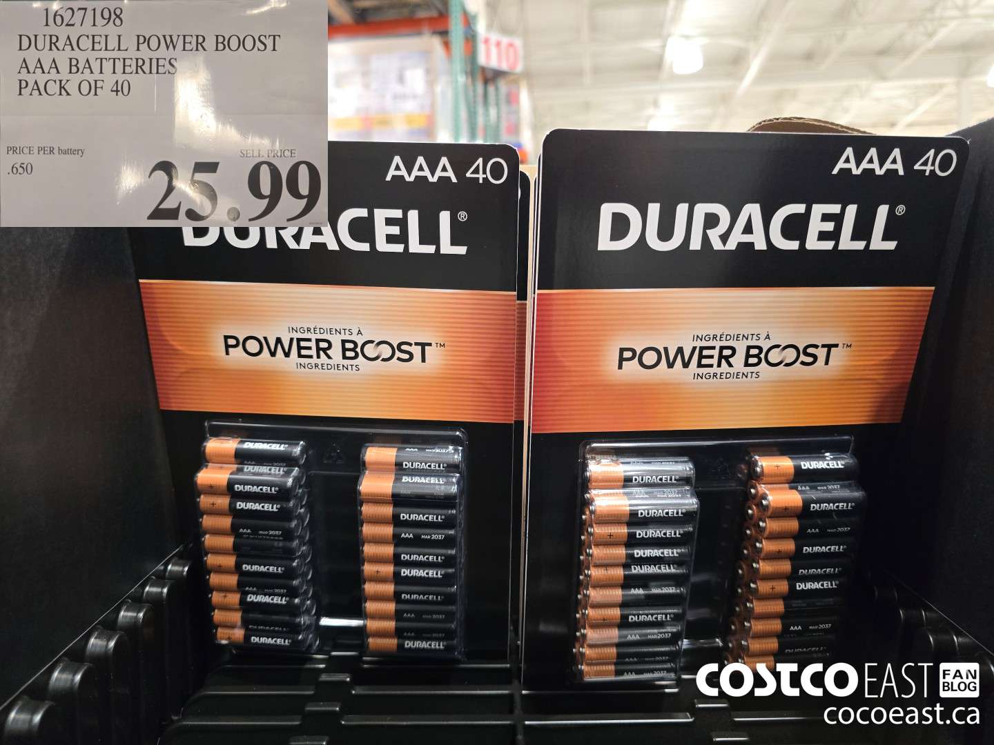 1627198 DURACELL POWER BOOST AAA BATTERIES PACK OF 40 $25.99