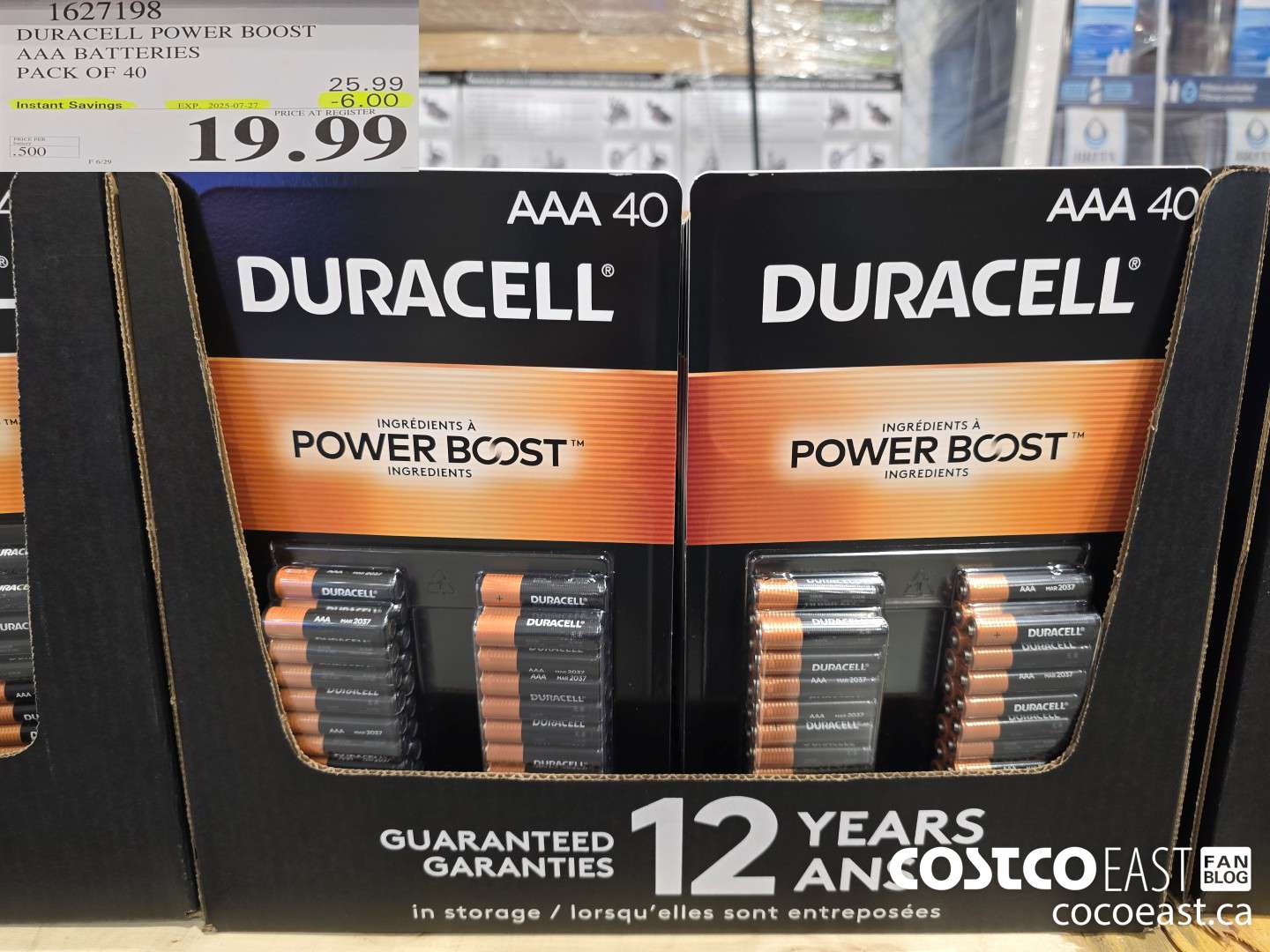 1627198 DURACELL POWER BOOST AAA BATTERIES PACK OF 40 ($6.00 INSTANT SAVINGS EXPIRES ON 2025-07-27) $19.99