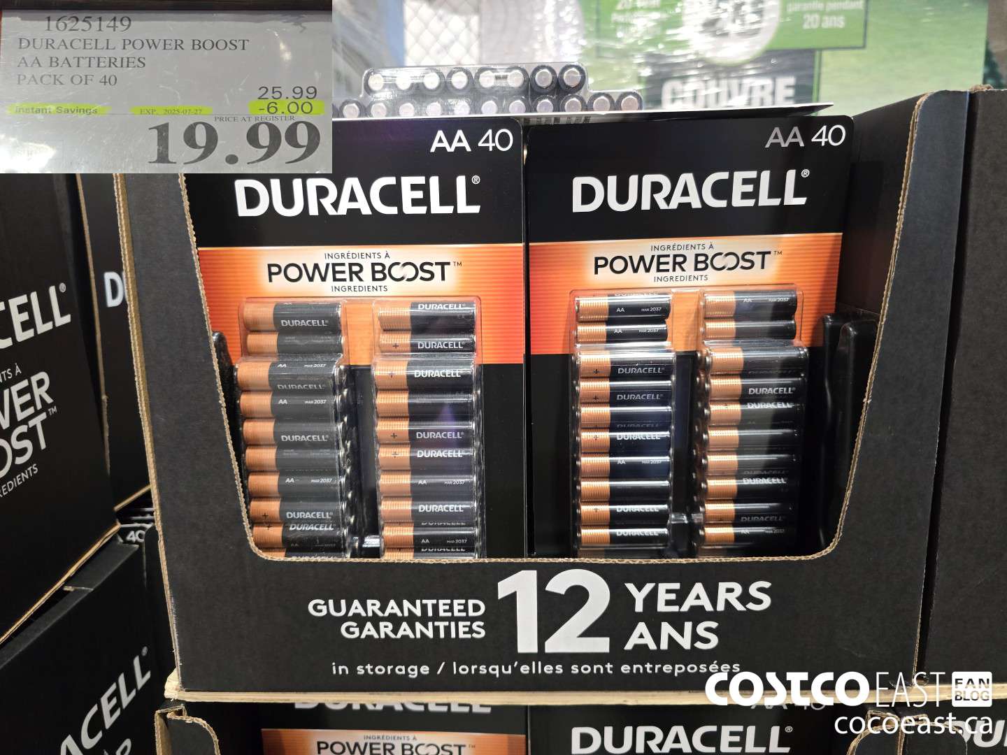 1625149 DURACELL POWER BOOST AA BATTERIES PACK OF 40 ($6.00 INSTANT SAVINGS EXPIRES ON 2025-07-27) $25.99